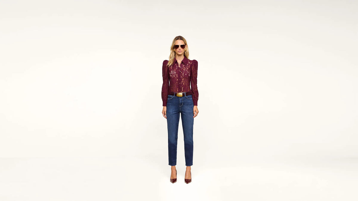 L'Agence Anita Lace Blouse - Deep Sangria