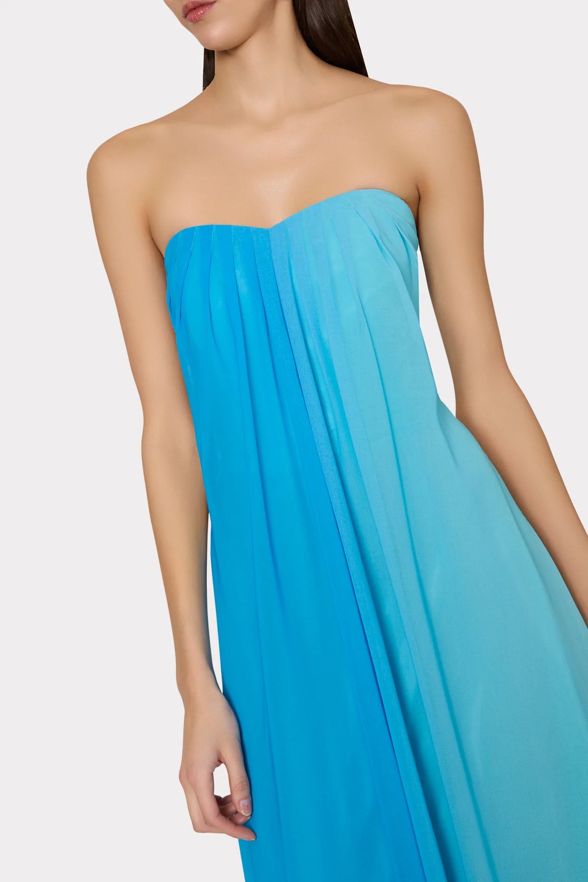 Milly Sunset Strapless Dress - Blue Multi