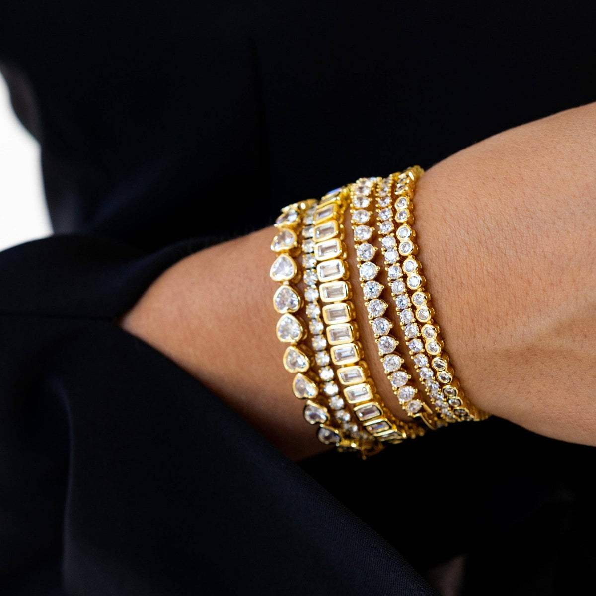 Sahira Bezel Tennis Bracelet: Silver / 6.5"