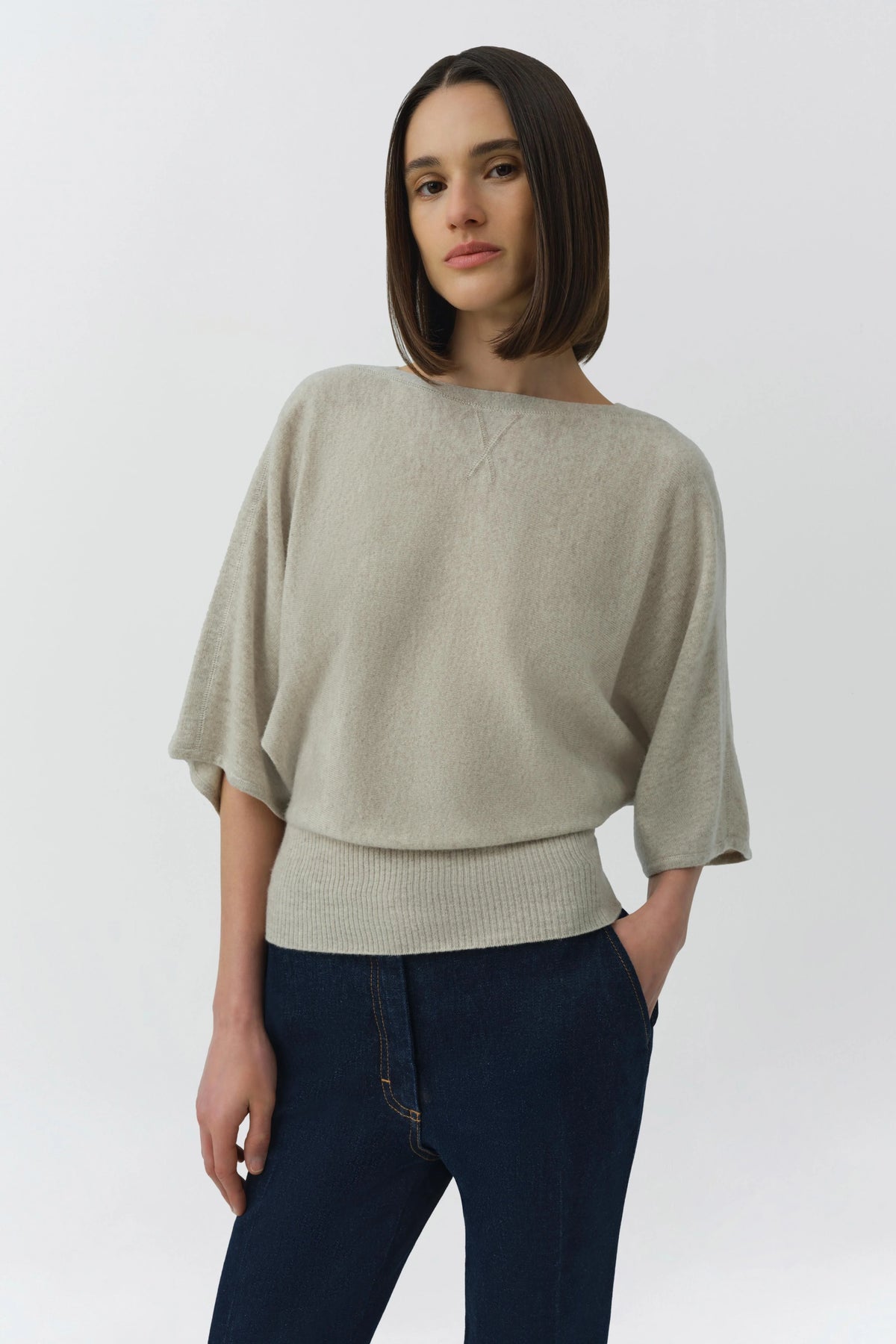 Simkhai Shai Dolman Boxy Tee - Stone