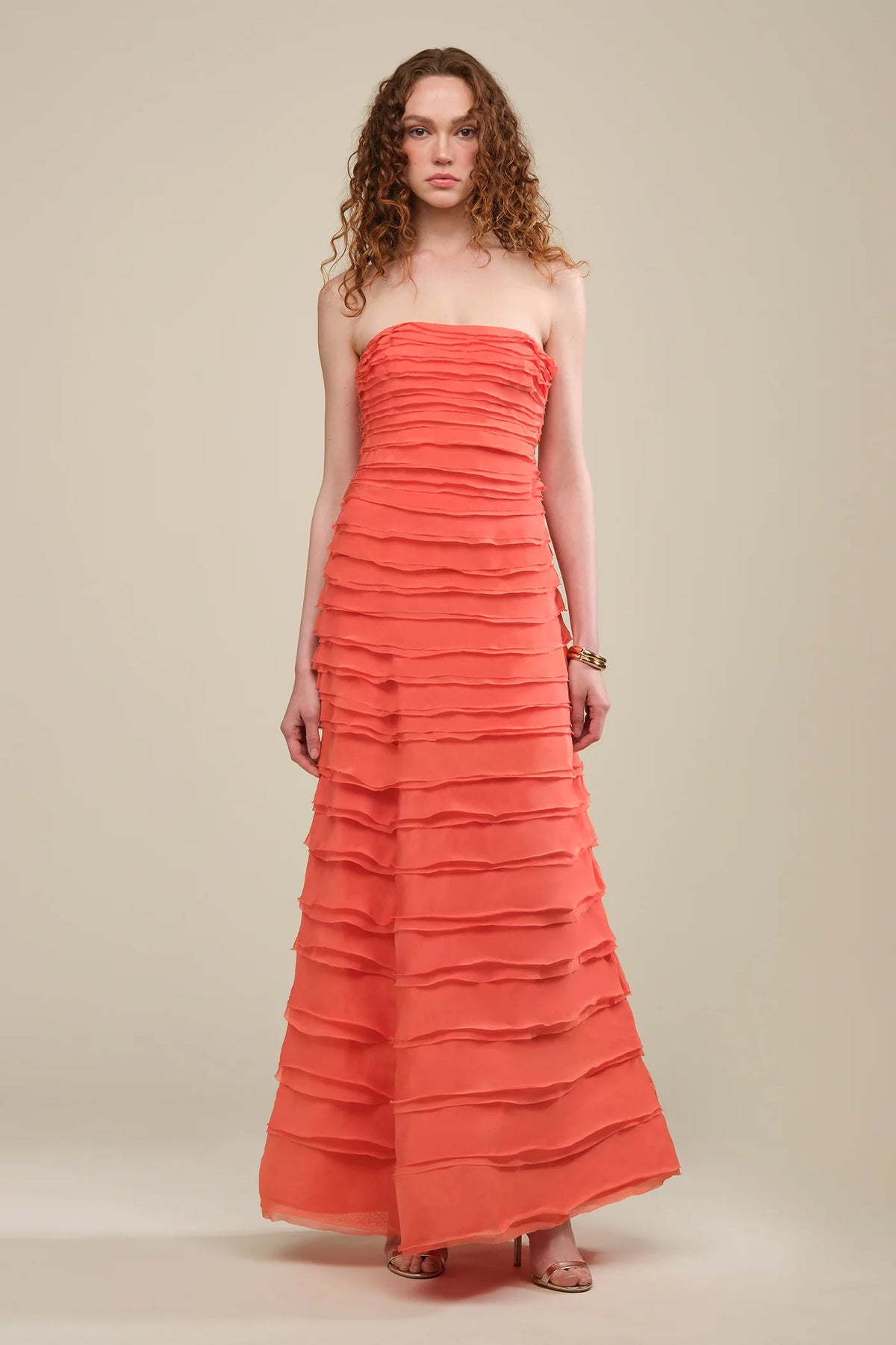 Amur Pepper Layered Gown - Desert Sun