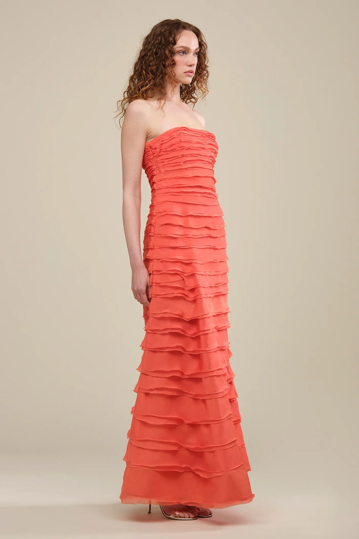 Amur Pepper Layered Gown - Desert Sun