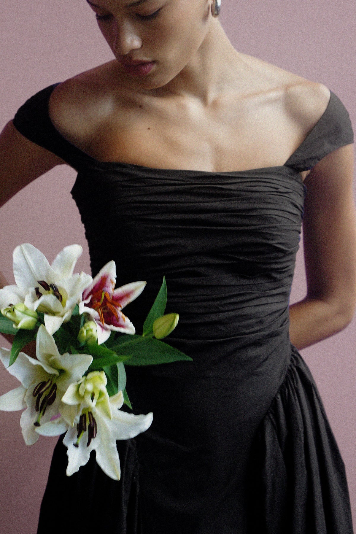 AMUR Galilea Ruched Dress - Black