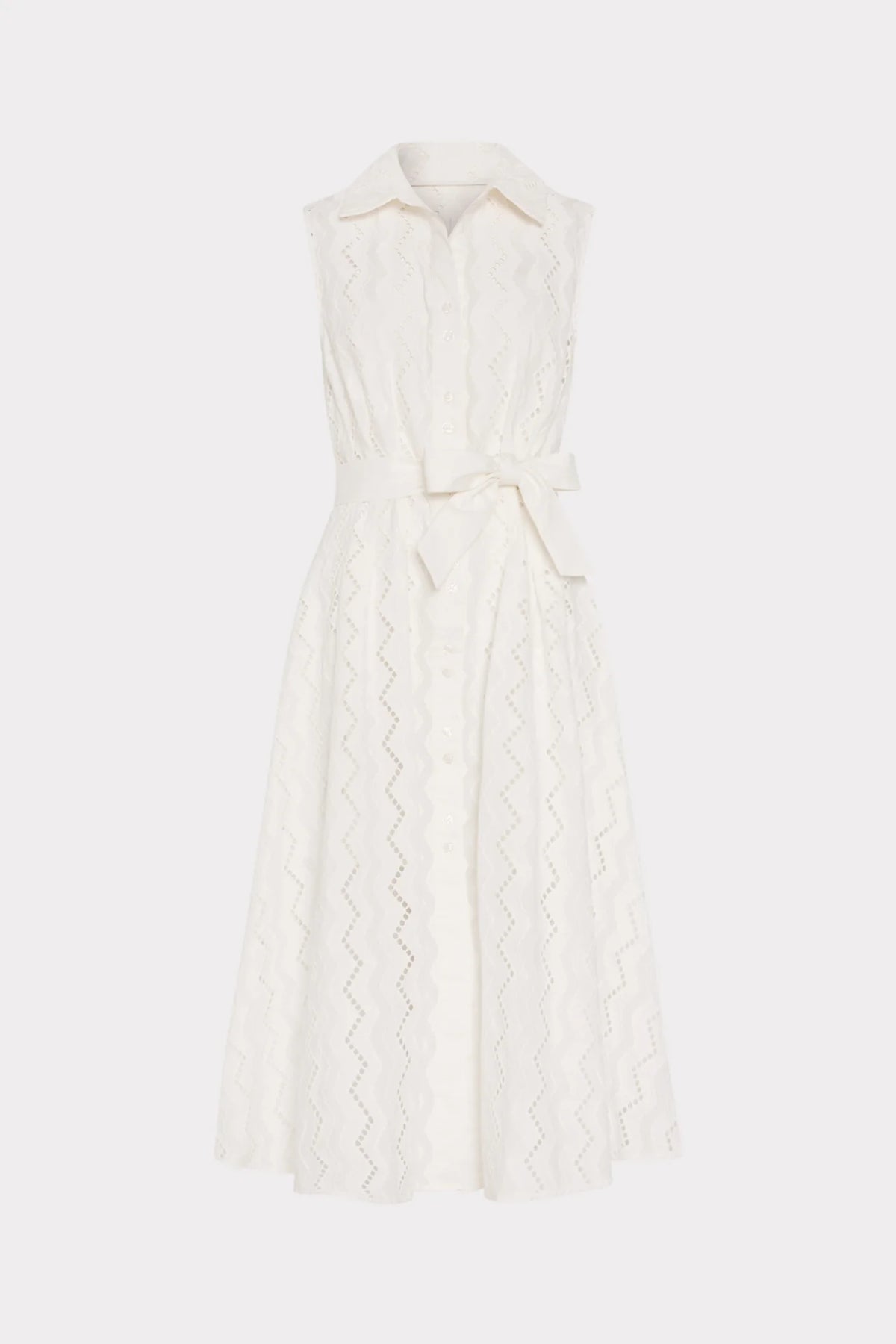Milly Leya Eyelet Midi Dress - White