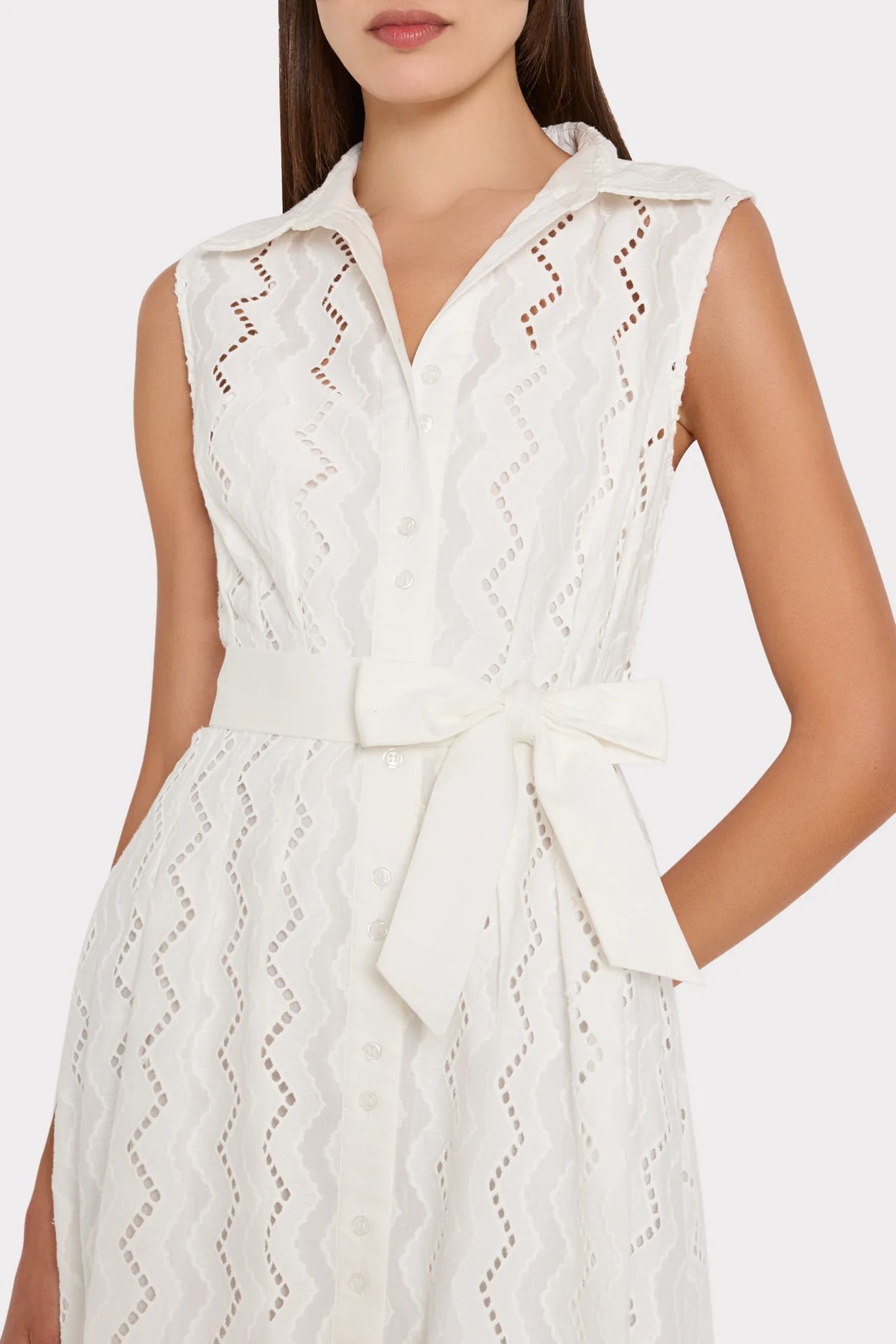 Milly Leya Eyelet Midi Dress - White