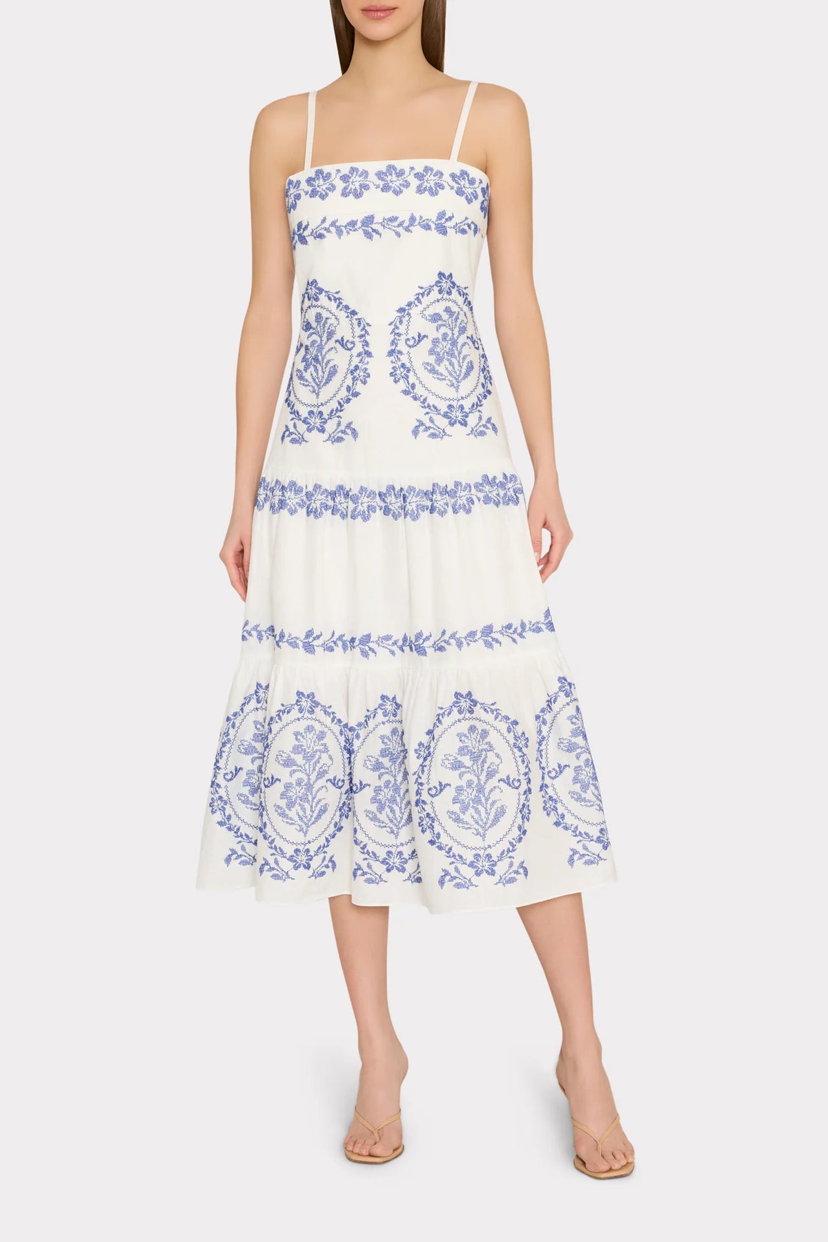 Milly Lela Embroidered Midi Dress