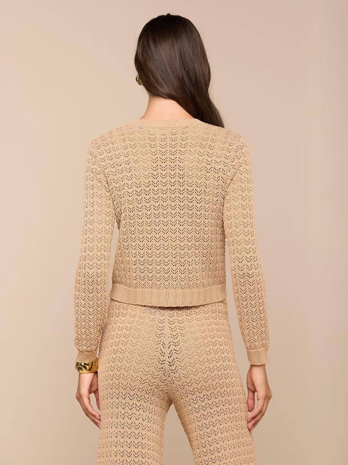 L'Agence Orla Pointelle Knit Cardi - Capuccino
