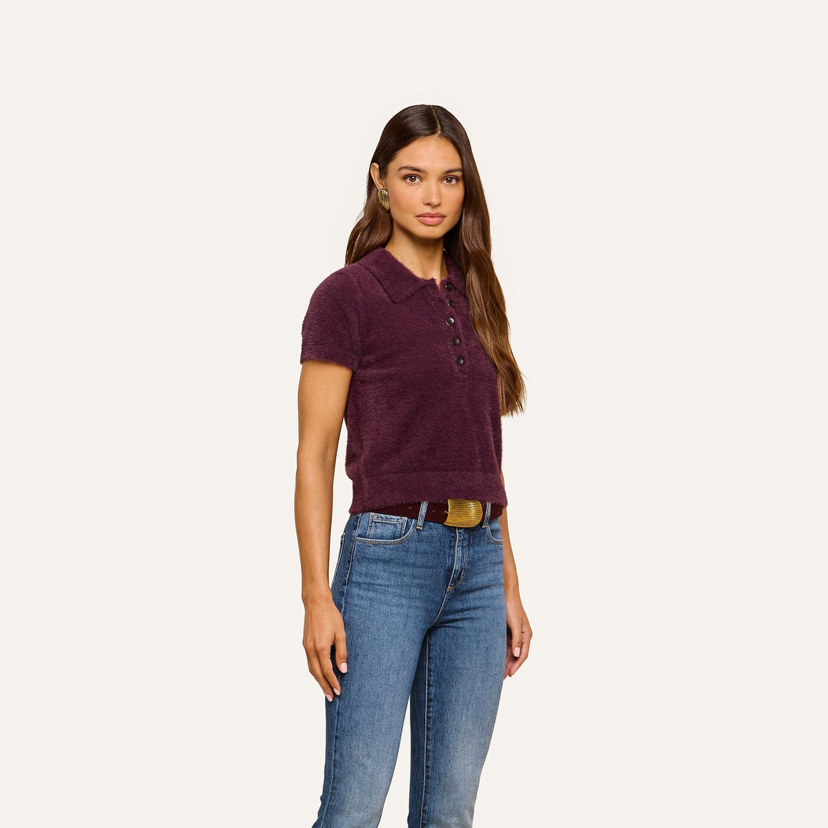 L'Agence Cirrus Short Sleeve Crop Polo