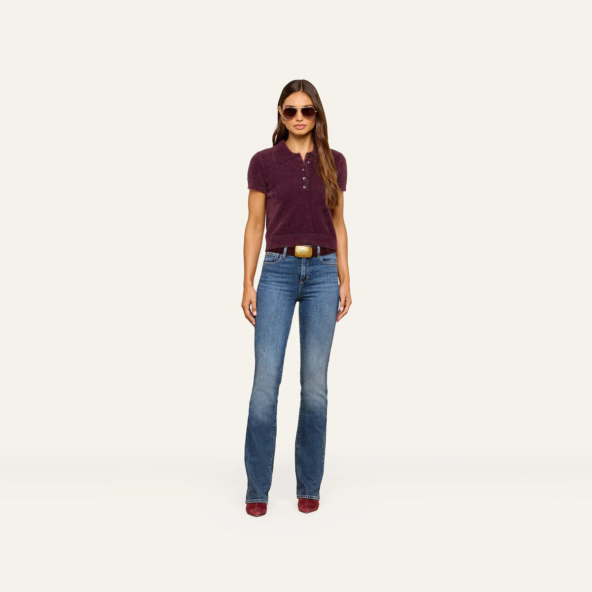L'Agence Cirrus Short Sleeve Crop Polo
