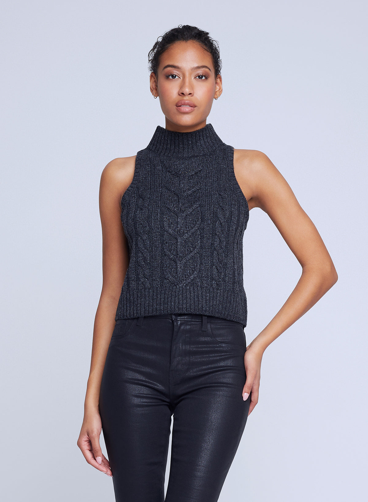 Bellini Cable Turtleneck-Charcoal