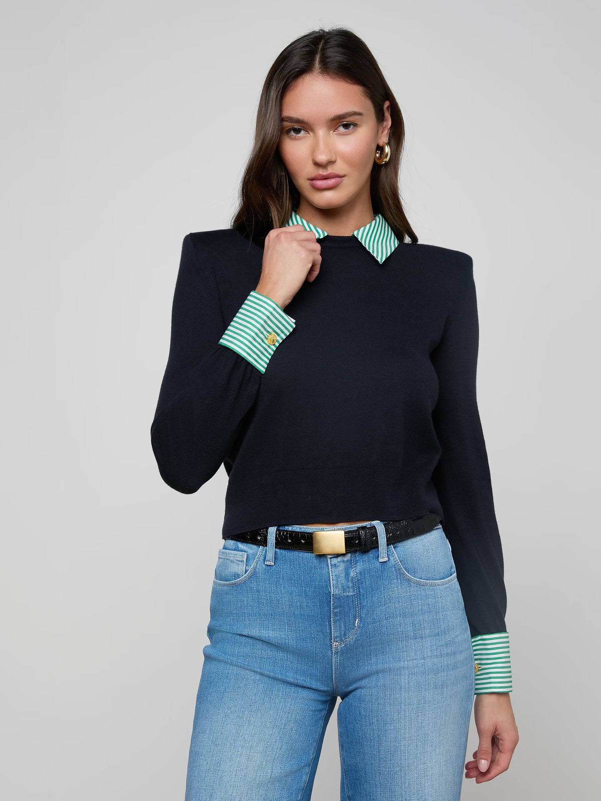 L'Agence April Poplin Collar Pullover