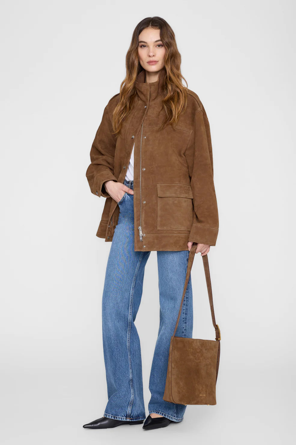 Anine Bing Elly Medium Bucket Bag - Brown