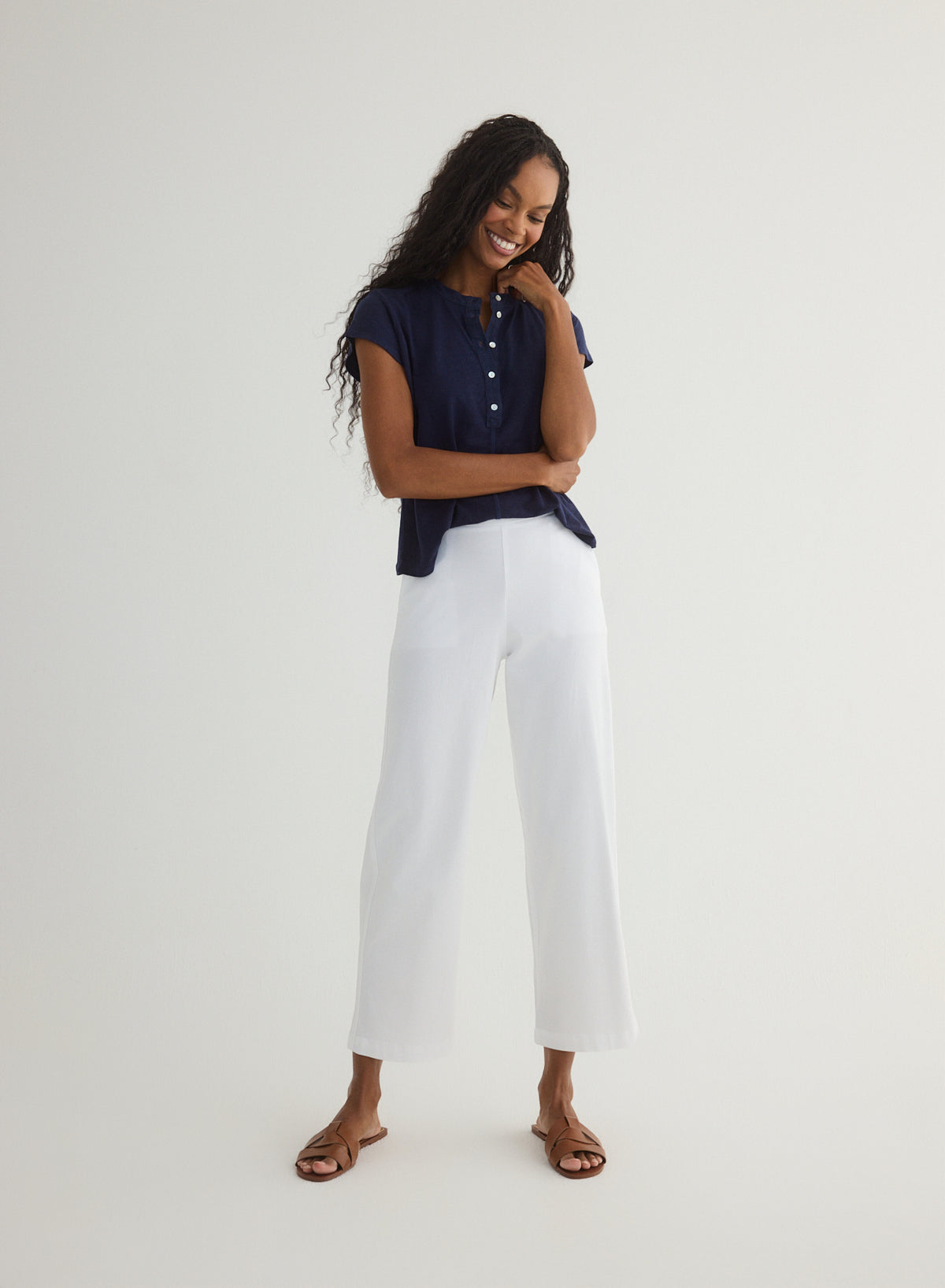 Clean Front Wide Leg Crop