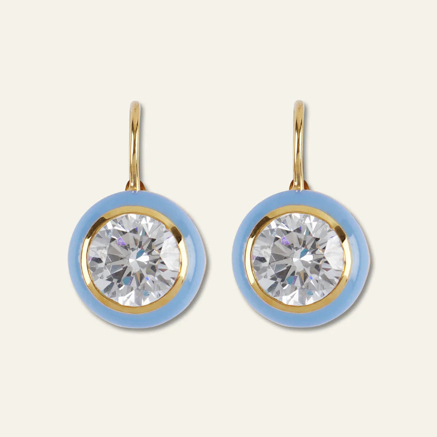 Hart Blue Enamel Bezel Drop Earrings