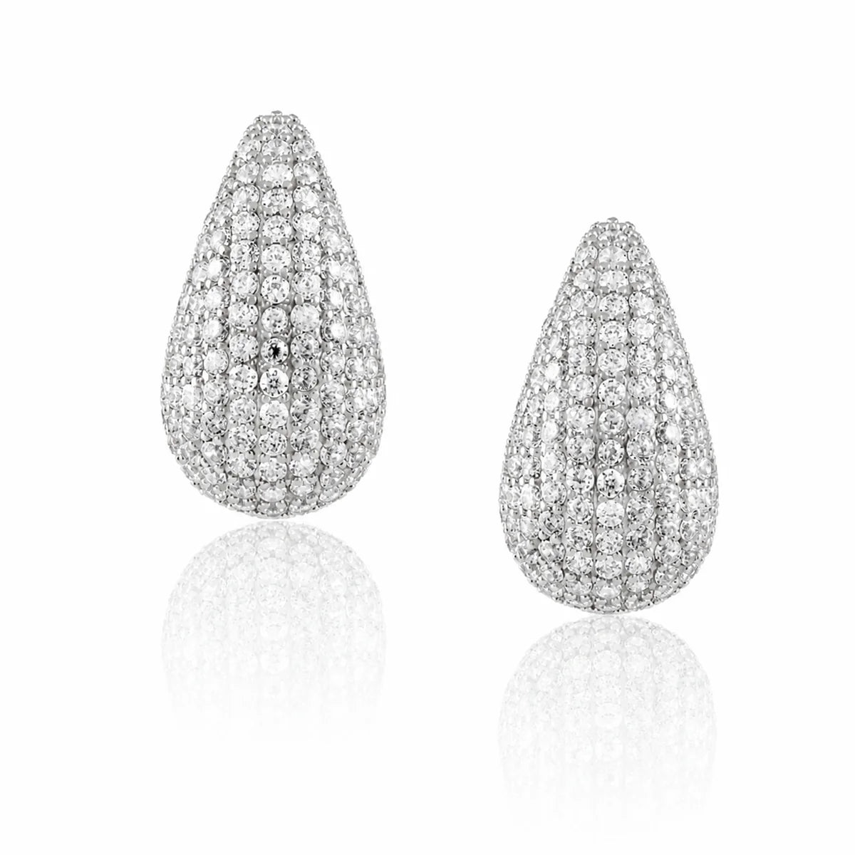 Sahira Celine CZ Raindrop Earring - Silver