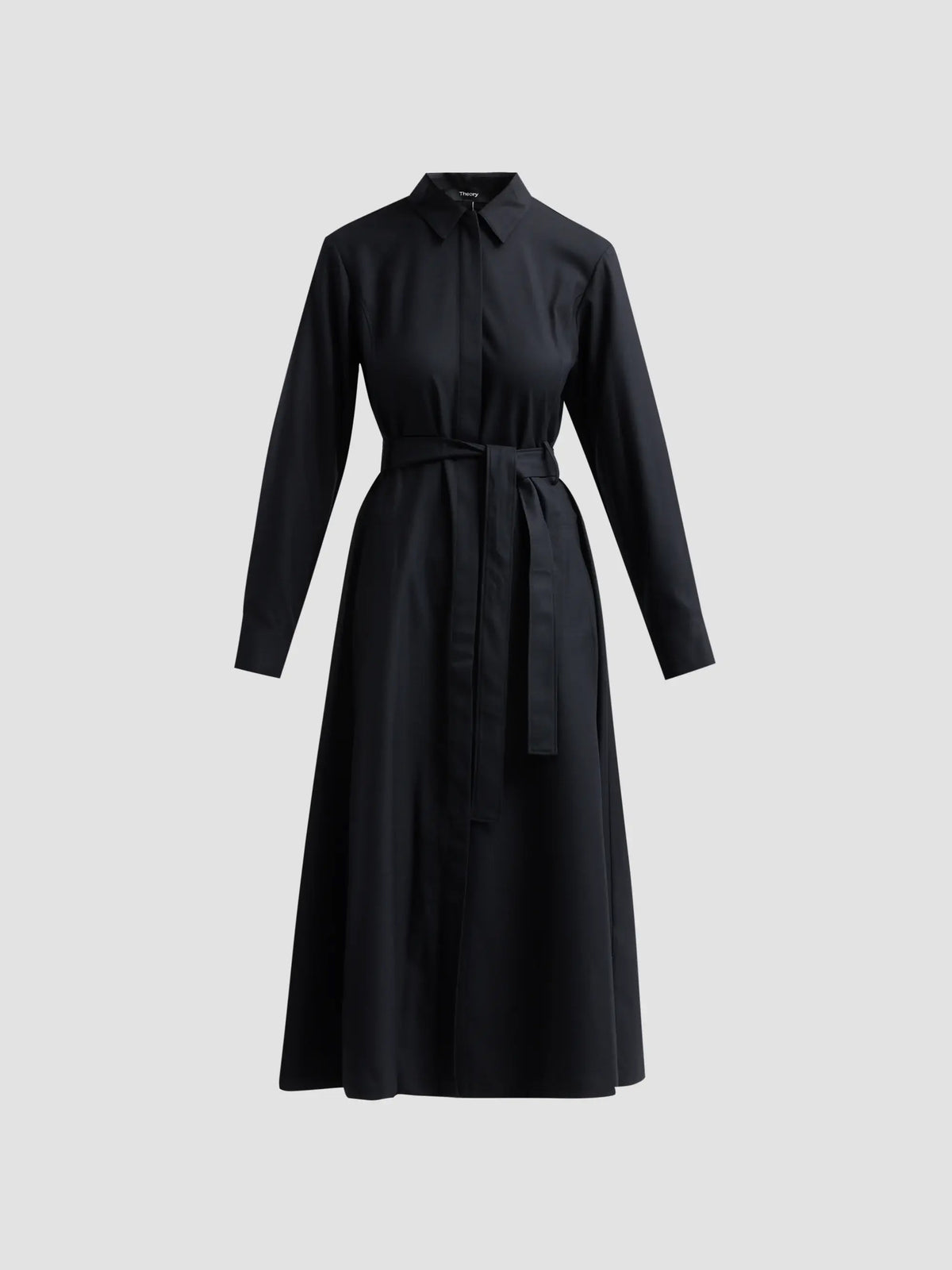 Theory Long-Sleeve Belted Drape Dress - Black