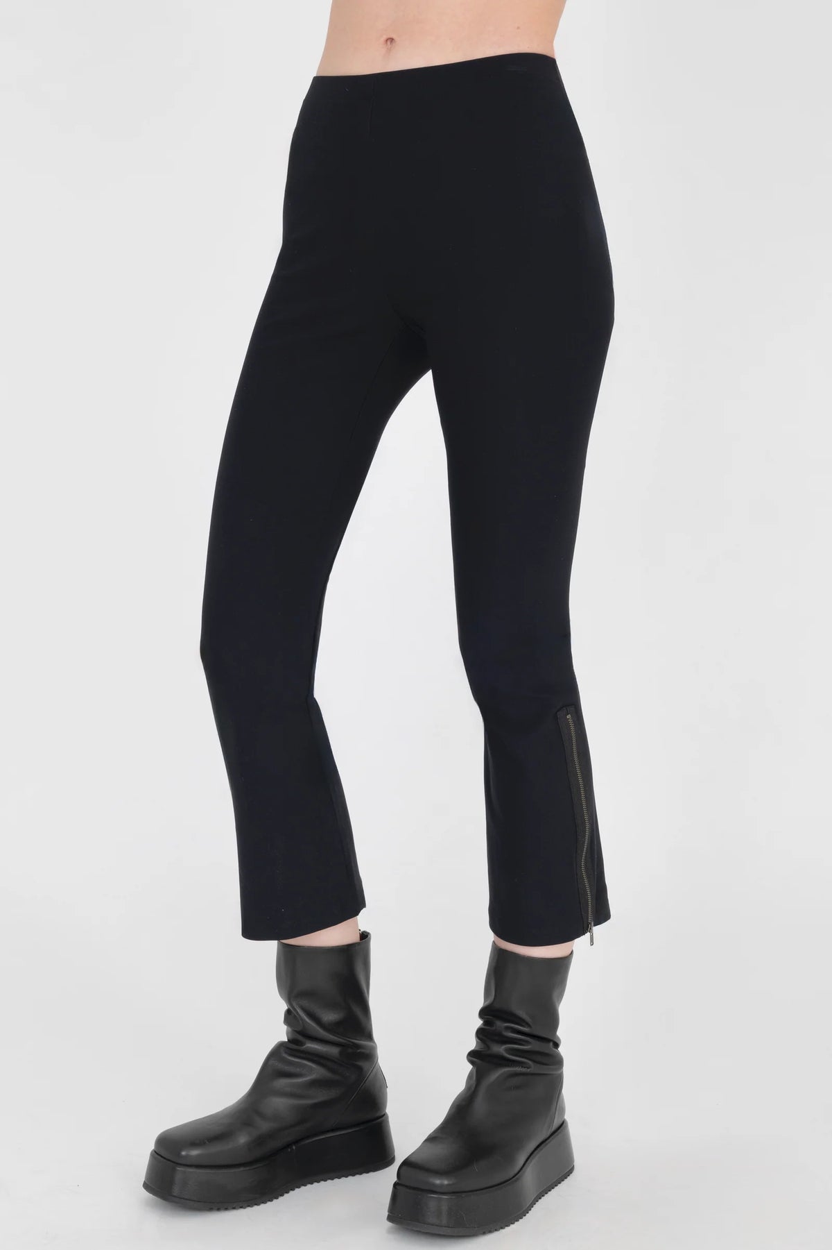 Elaine Kim Zipper Tech Stretch Crop Pant - Black