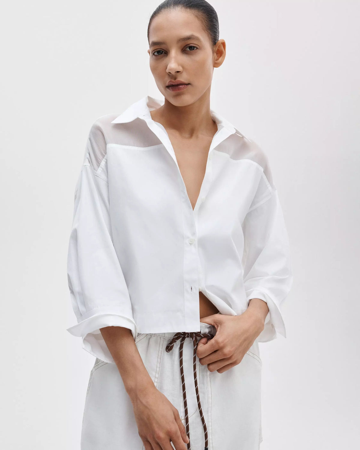 rag & bone Elly Poplin-Organza Shirt