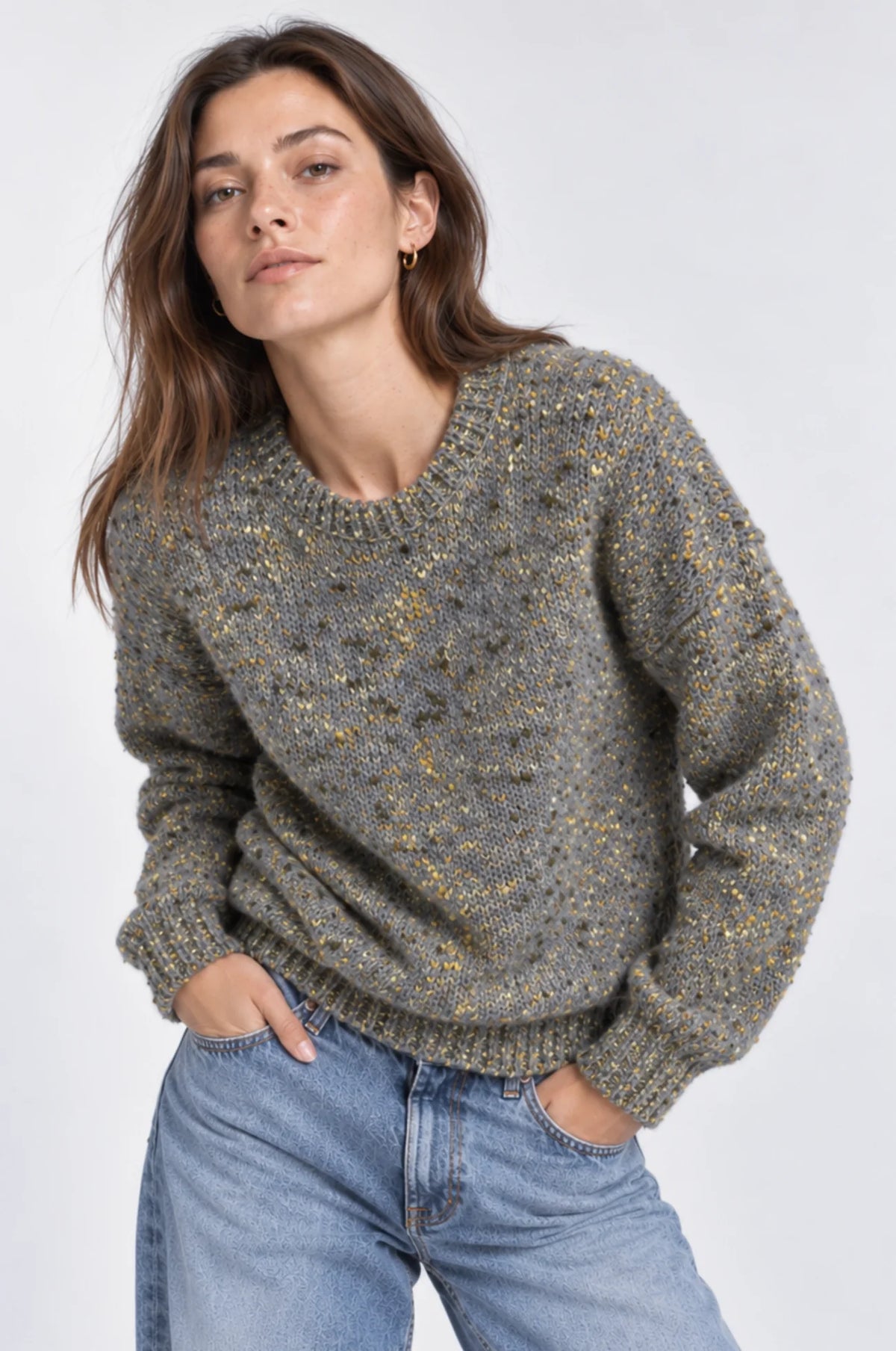 Minnie Rose Boxy Long Sleeve Crew Neck