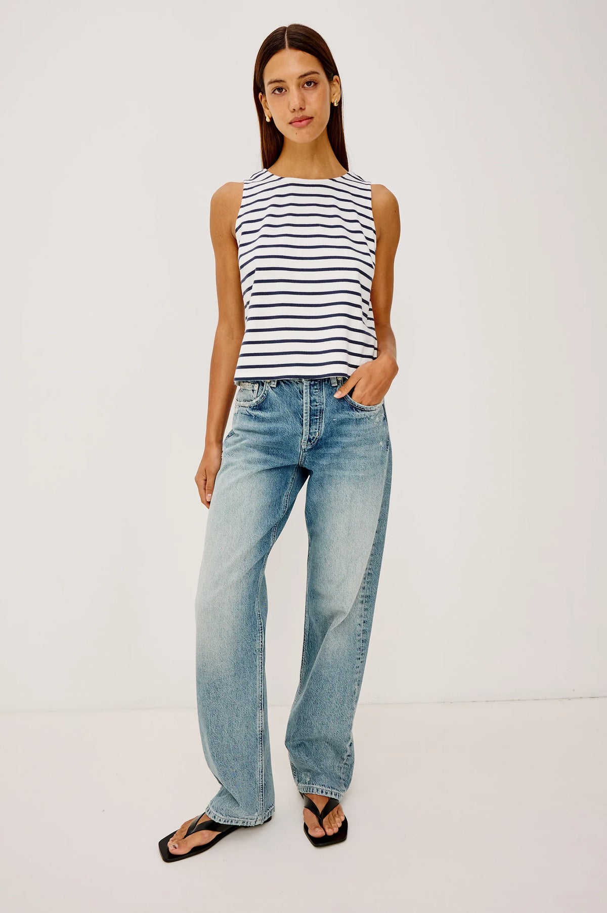 Rails Grace Tank - Ivory Navy Stripe