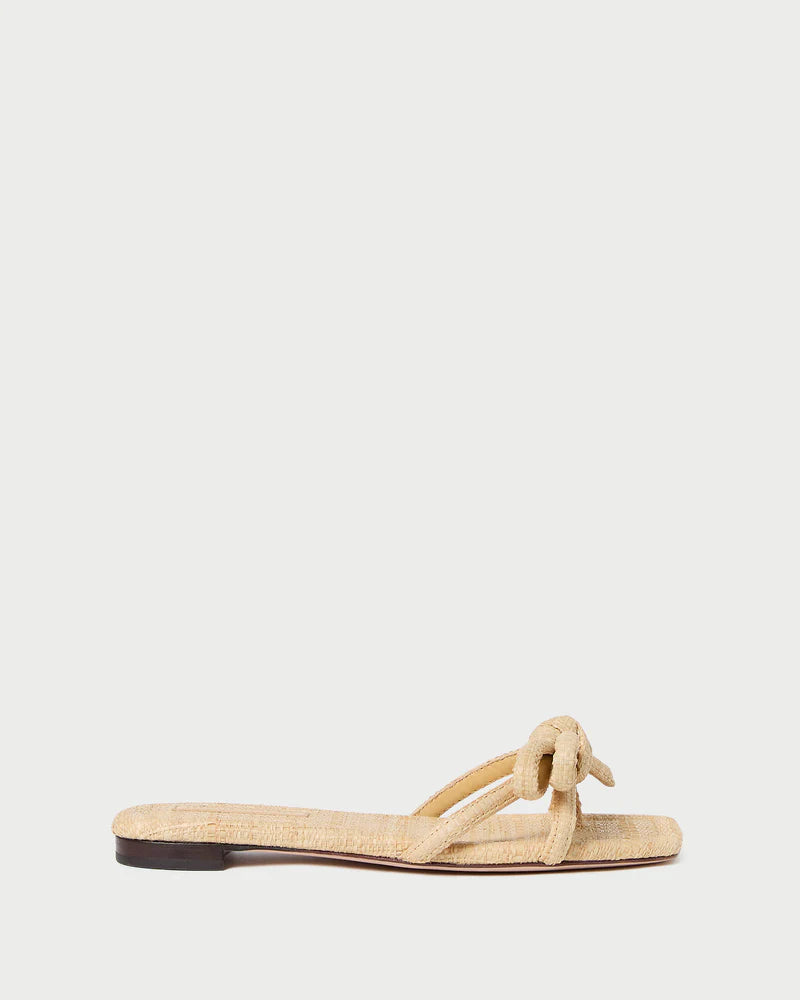 Loeffler Randall Hadley Leather Bow Flat Sandal - Natural