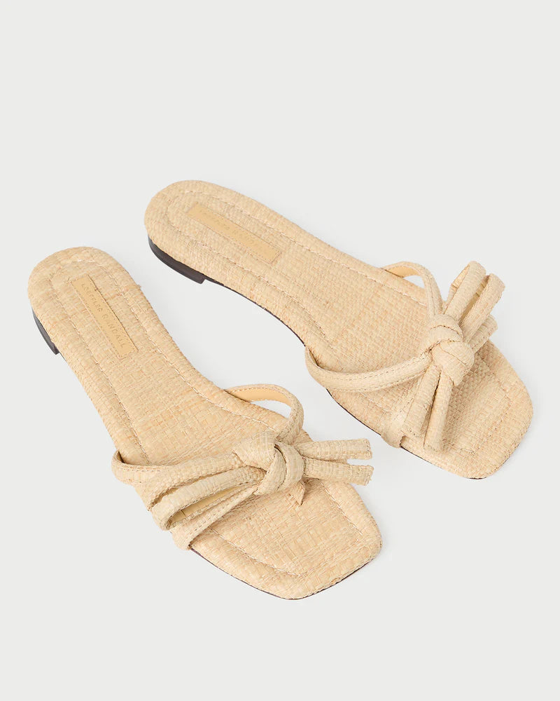 Loeffler Randall Hadley Leather Bow Flat Sandal - Natural