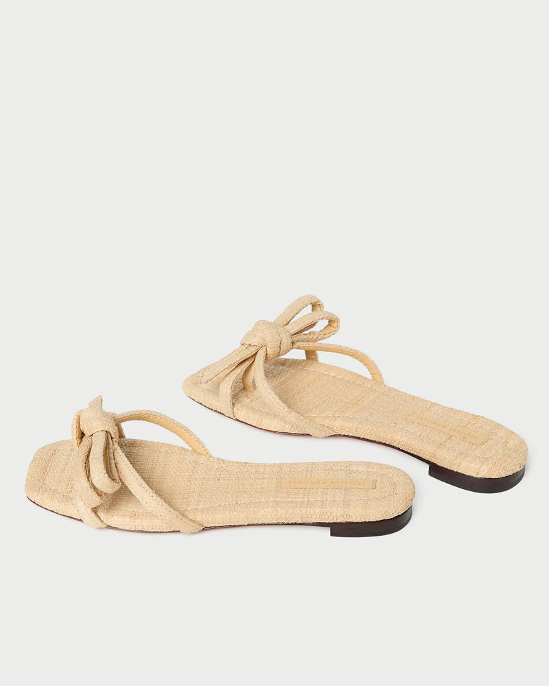 Loeffler Randall Hadley Leather Bow Flat Sandal - Natural
