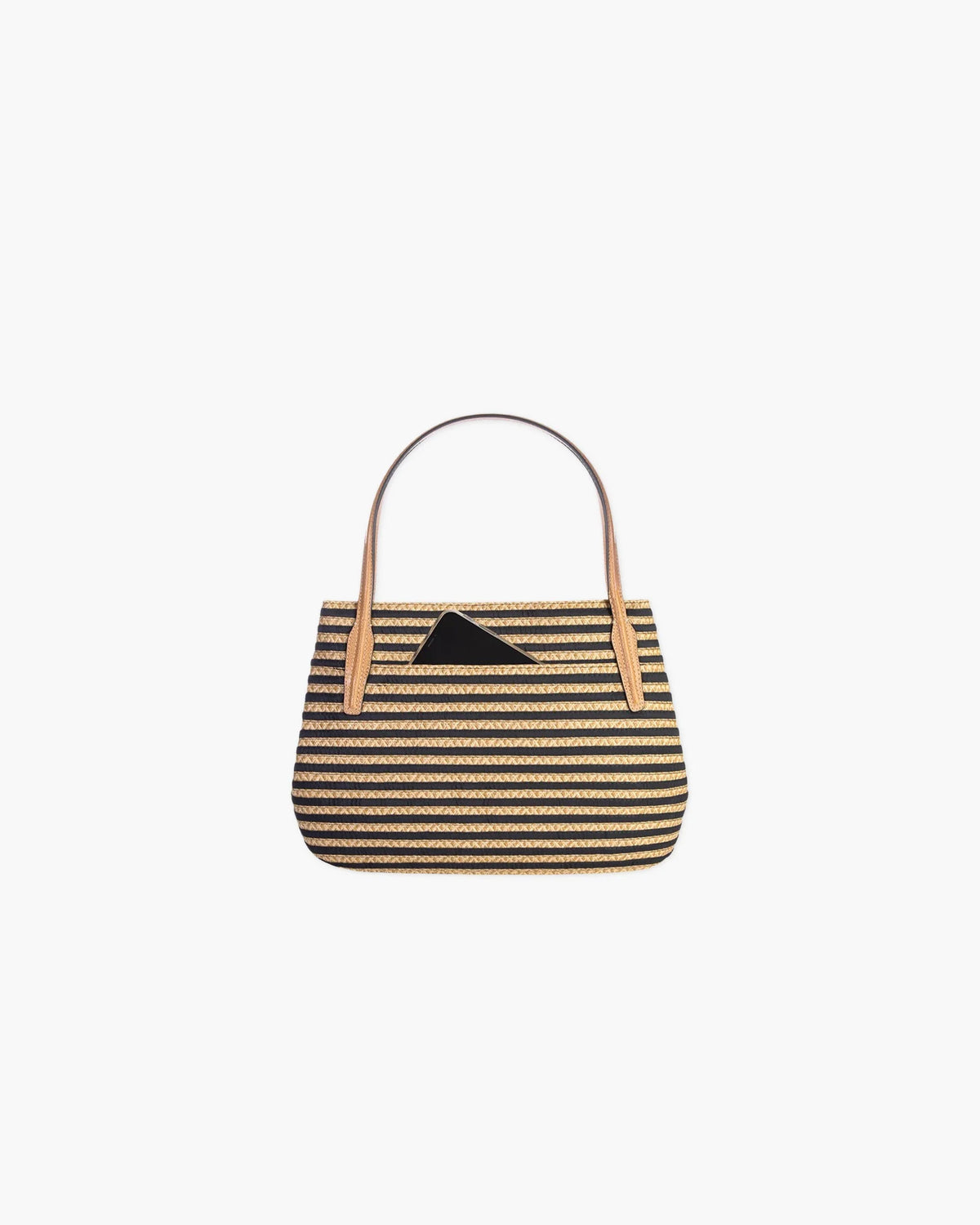 Eric Javits Squishee Isla Straw Bag Black Mix