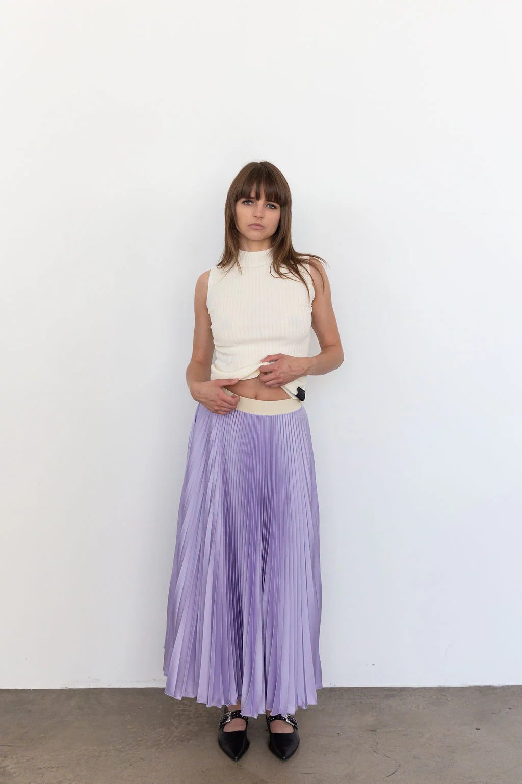 SATIN SKIRT MIDI - GREEN