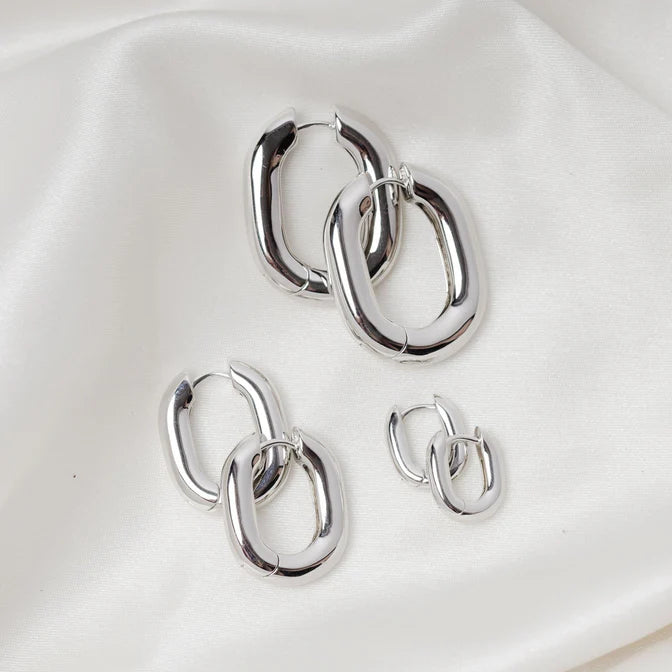 Erin Fader Icon Oval Hoops - Sterling Silver - Petite