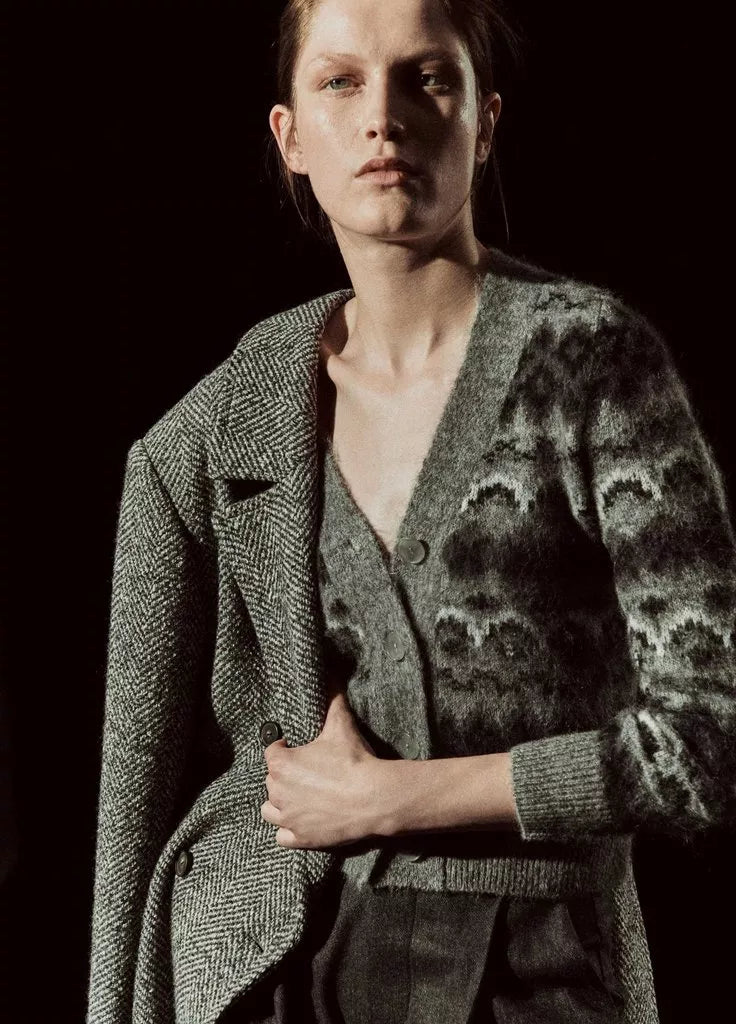Herringbone Double Breasted Coat