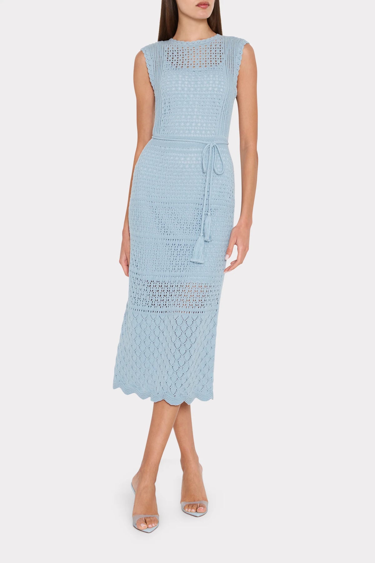 Milly Kai Crochet Midi Dress - Light Blue