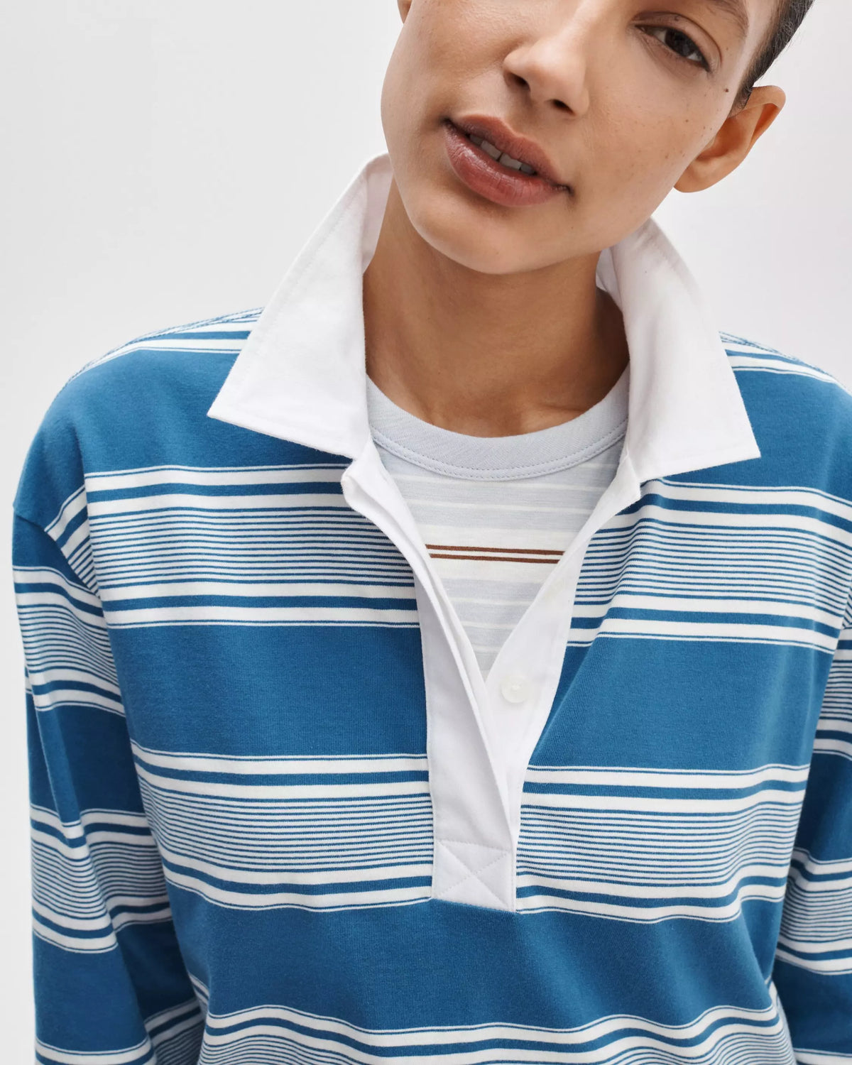 rag & bone Kelly Boxy Striped Long-Sleeve Polo