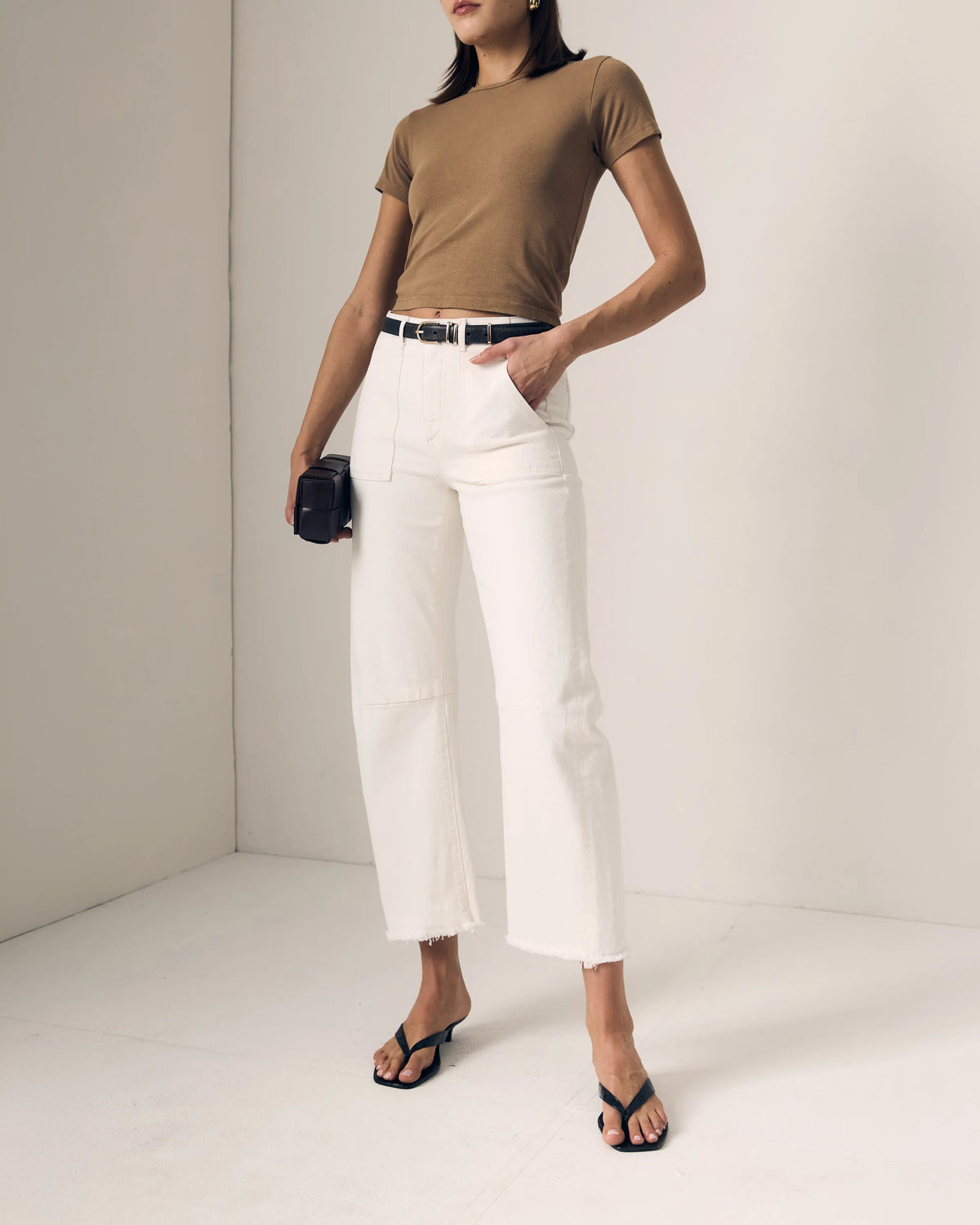 Le Jean Utility Soft Barrel Jeans - White