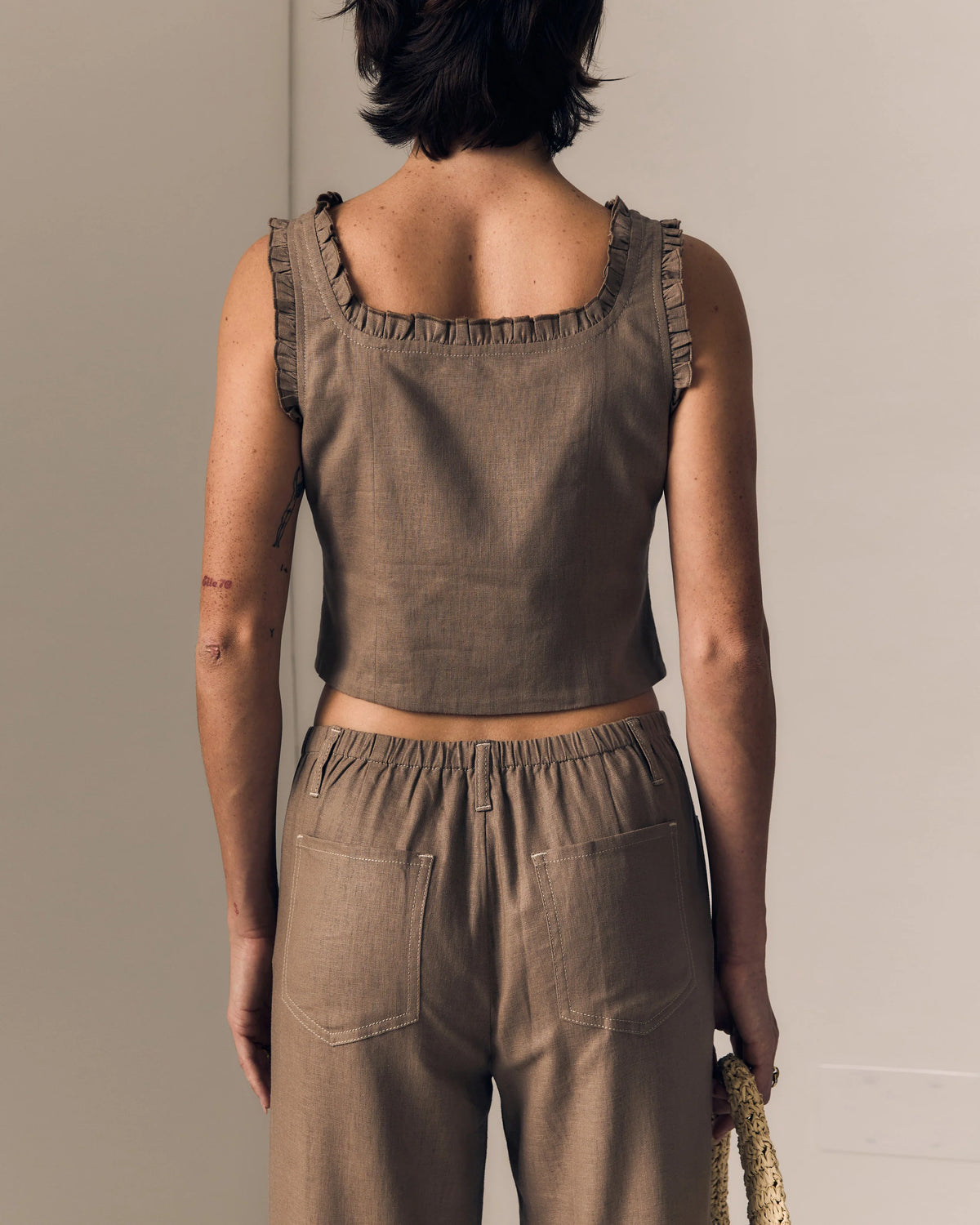 Le Jean Linen Ruffle Cami