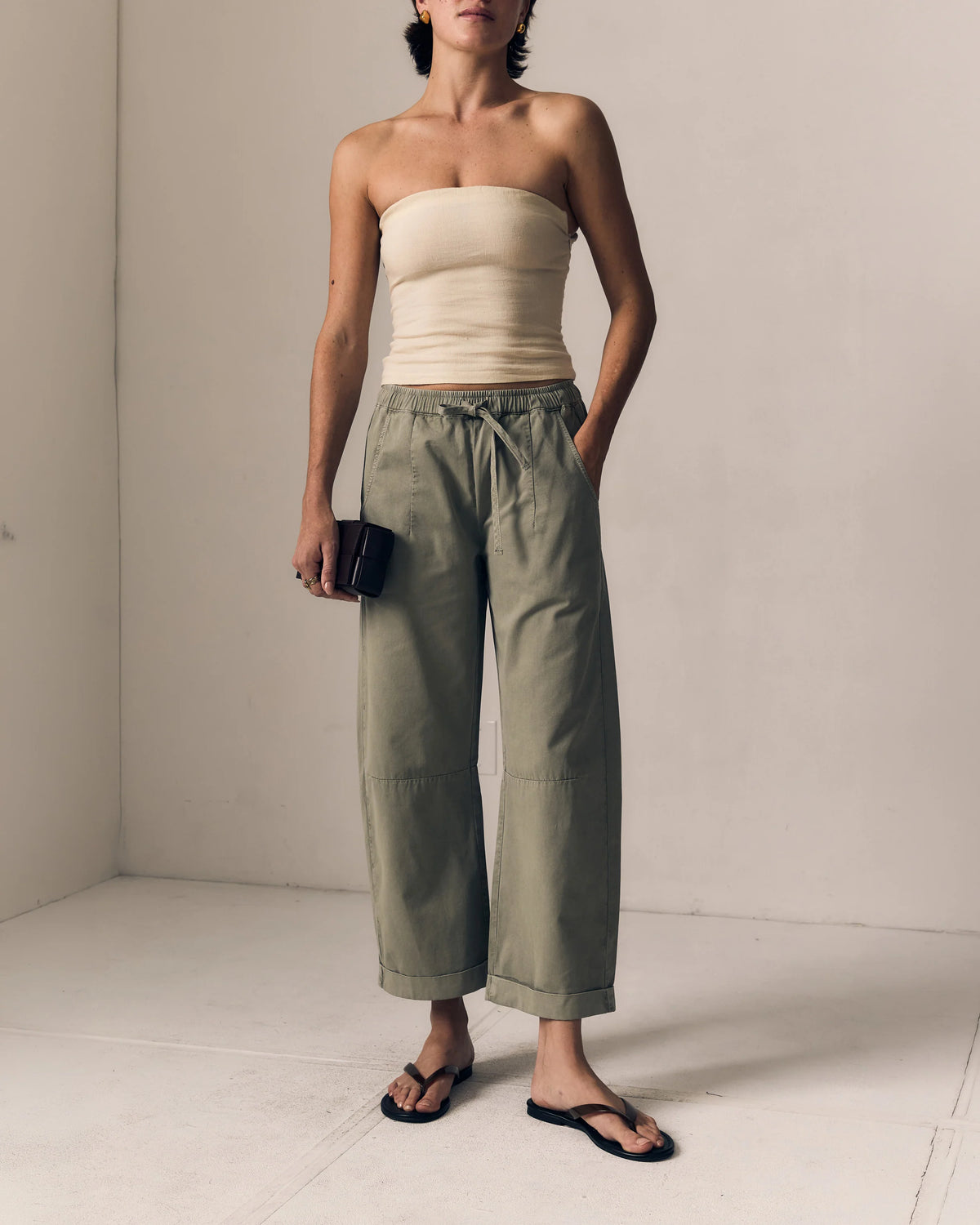 Le Jean Mara Sateen Drawstring Pant - Soft Sage