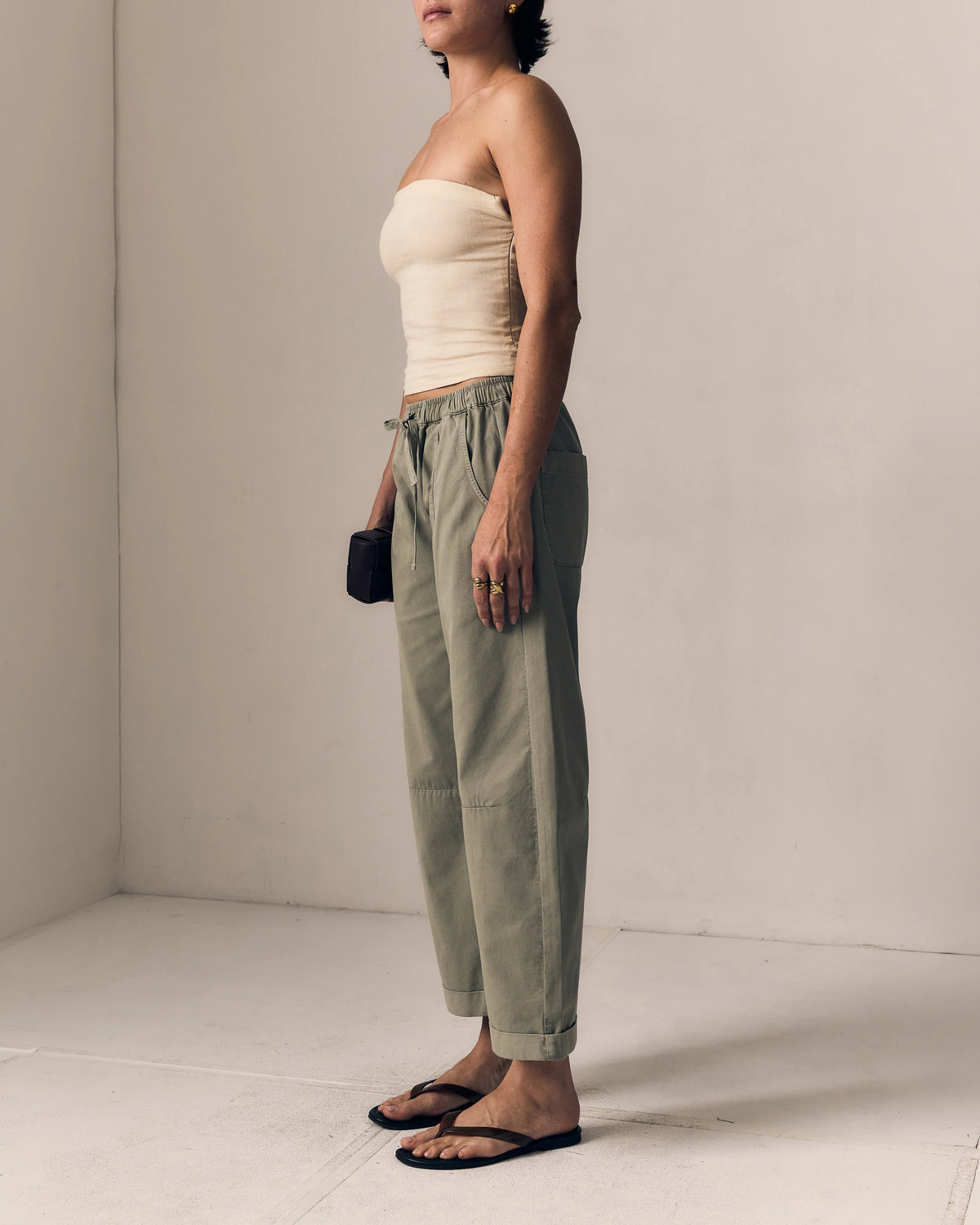 Le Jean Mara Sateen Drawstring Pant - Soft Sage