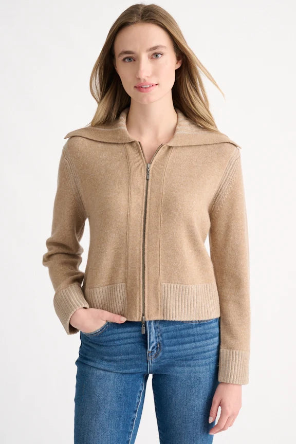 Kinross Plaited Zip Cardigan