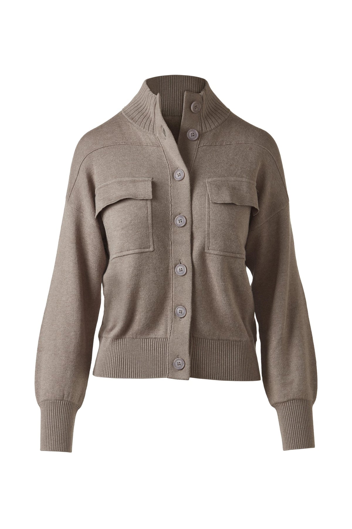 Kinross Doubleknit Buttom Mock Cardigan