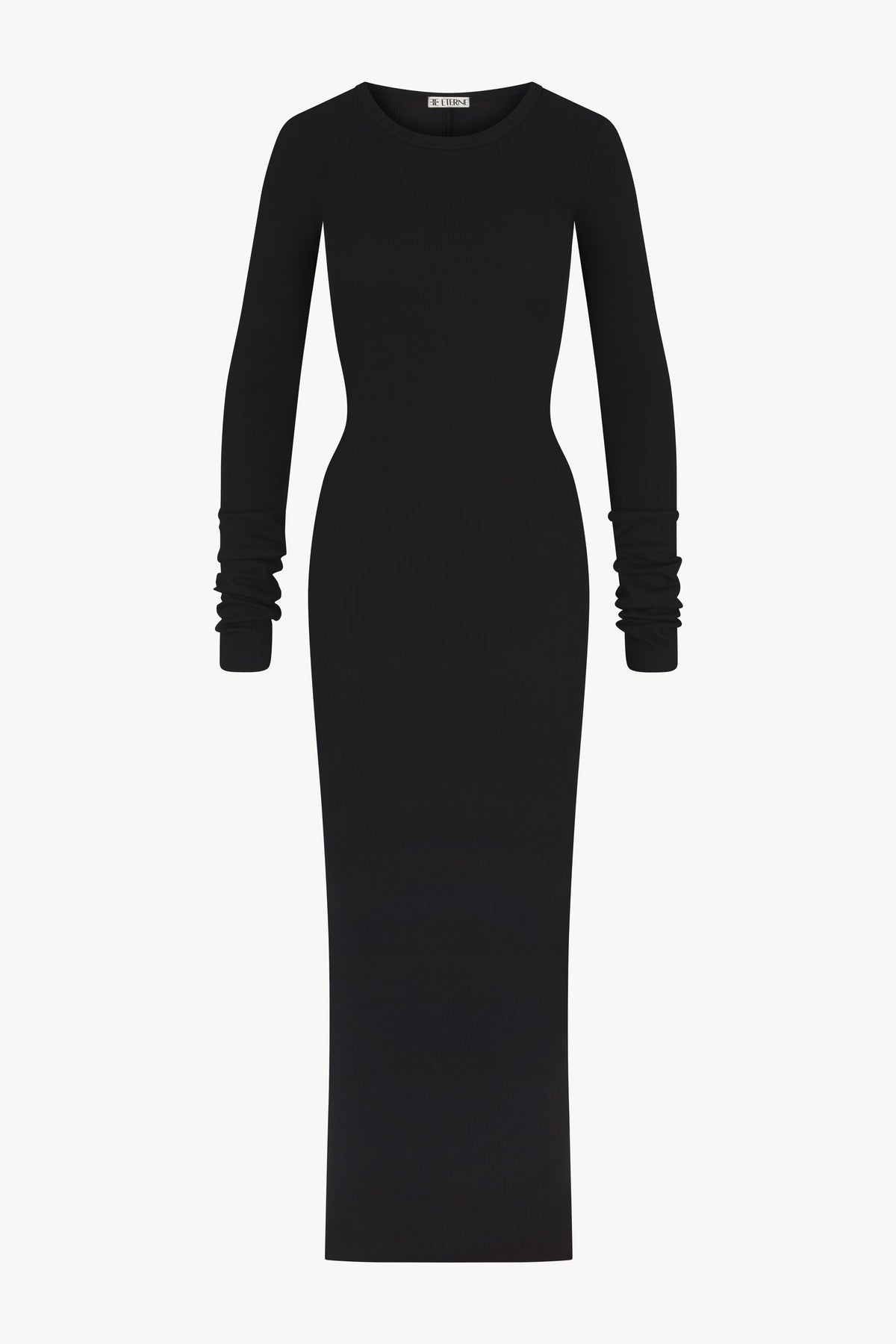 Eterne Long Sleeve Crewneck Dress Maxi - Black, Clay