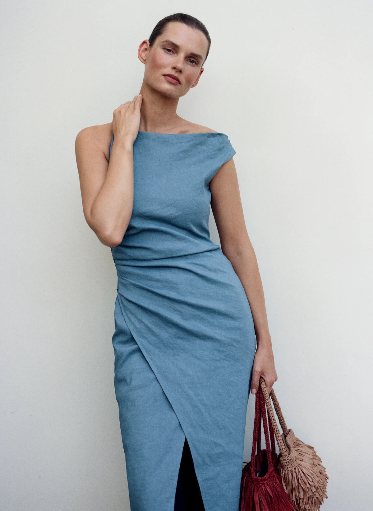 ALC Lyra Linen Midi Dress - Dusk Blue