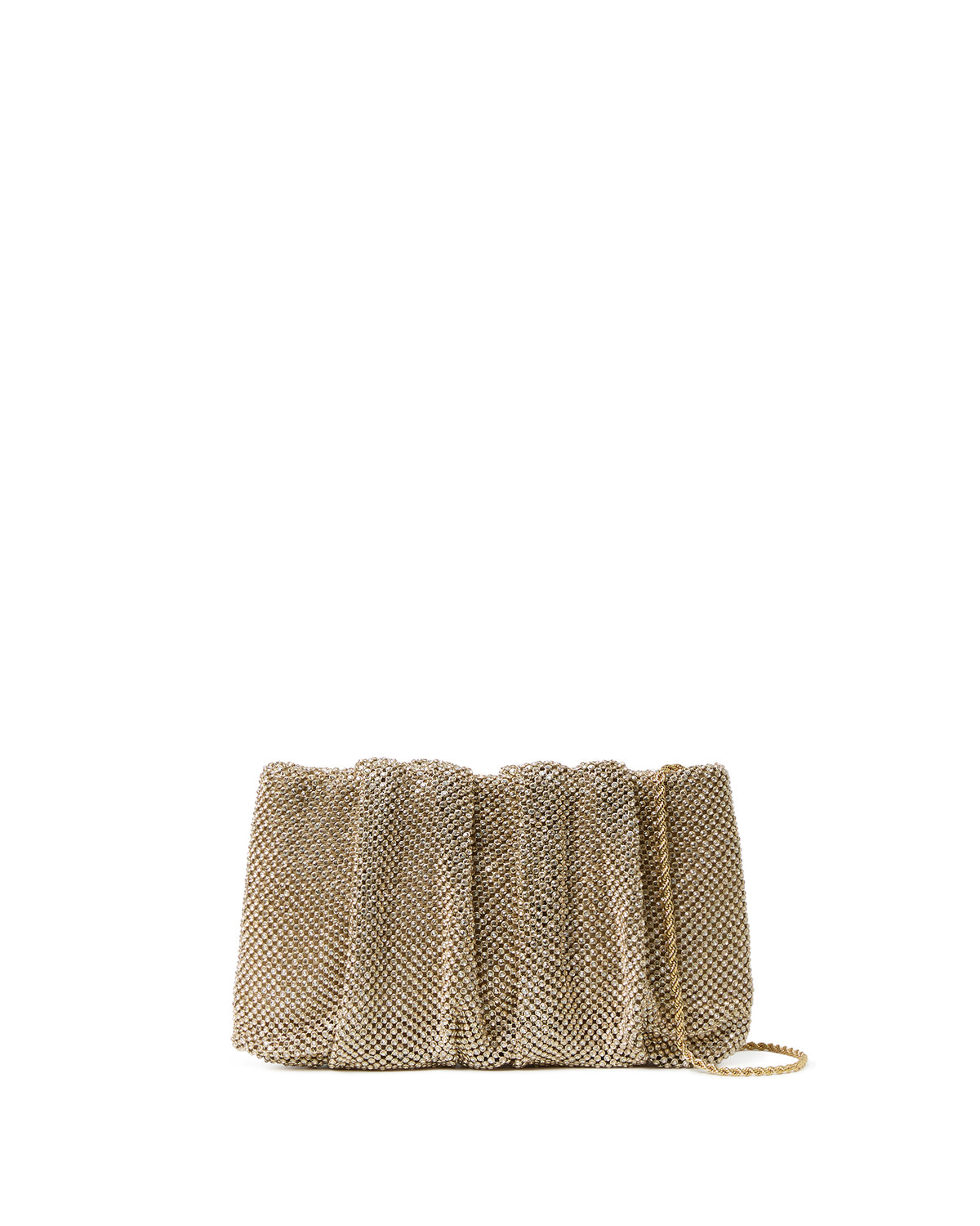 Loeffler Randall Serena Gold Diamanté Gathered Clutch
