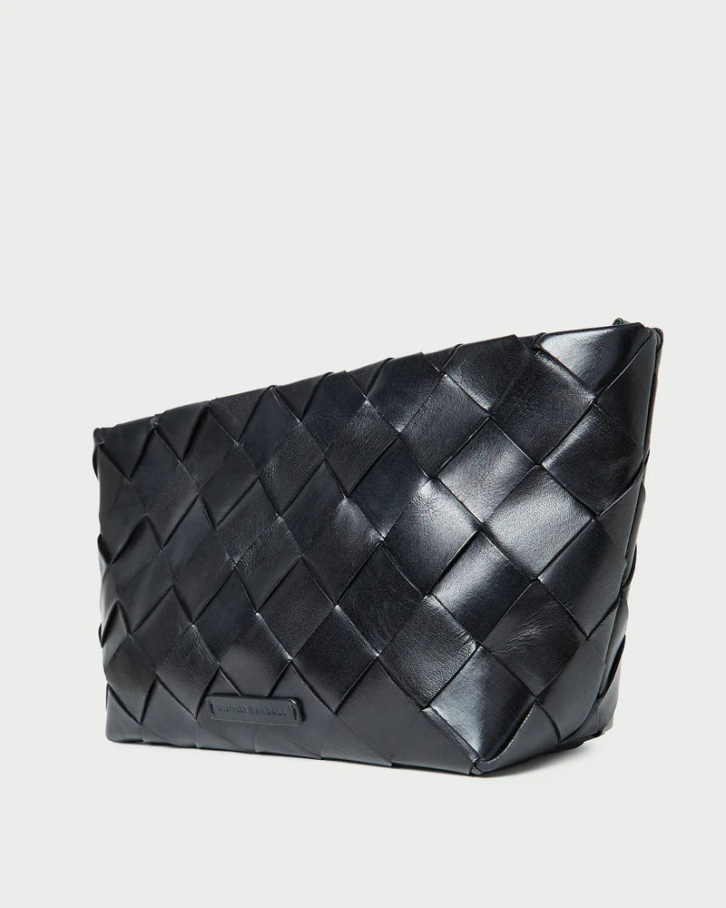 Loeffler Randall Melina Black Woven Leather Clutch - Black