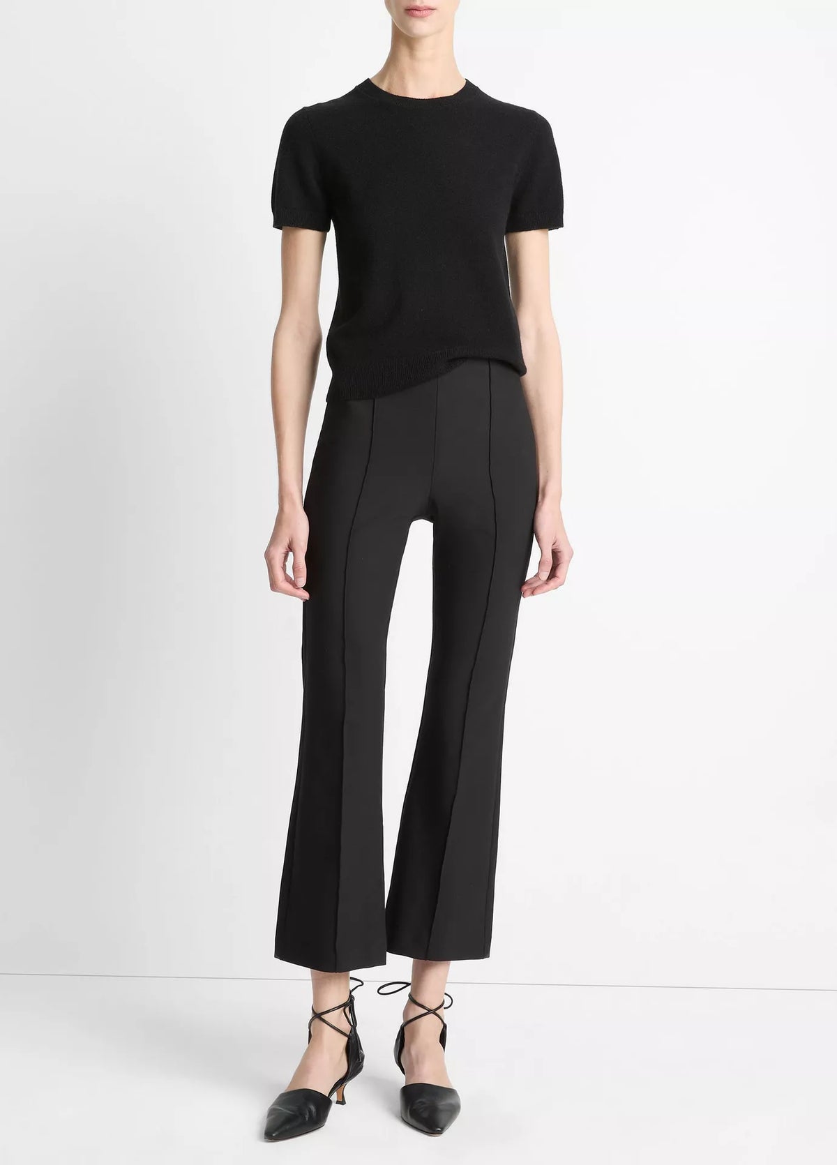 Vince Niki Mid-Rise Pintuck Crop Flare Pant