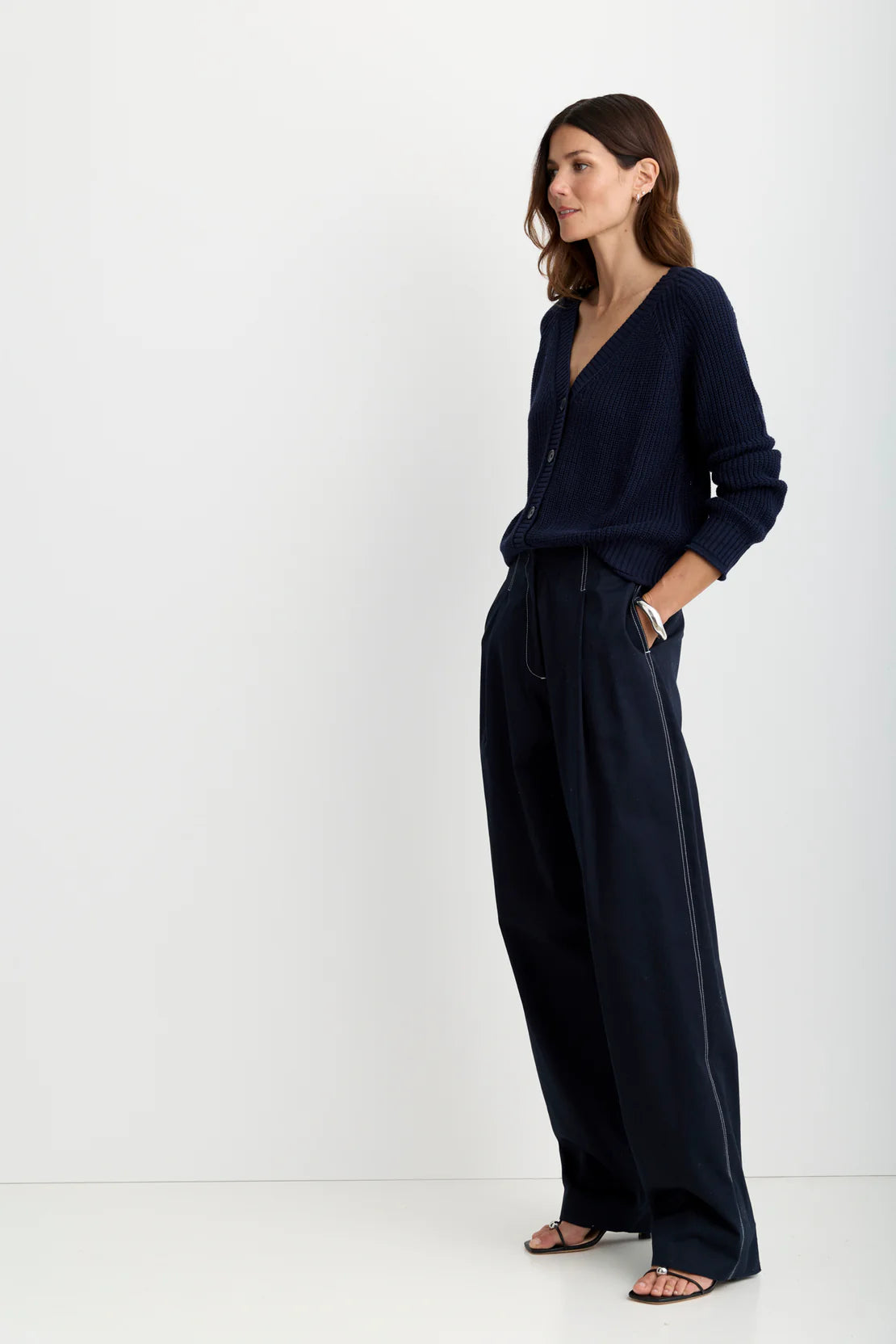 One Grey Day Raleigh Cardigan - Navy