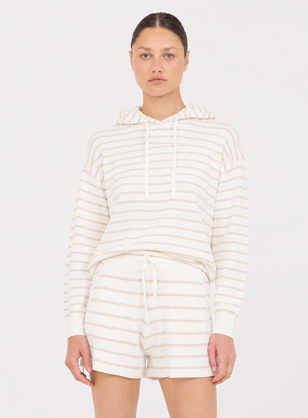 One Grey Day Warwick Hoodie - Latte Stripe