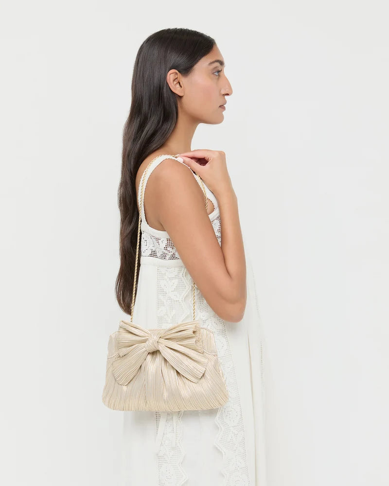 Loeffler Randall Rayne Bow Clutch - Platinum