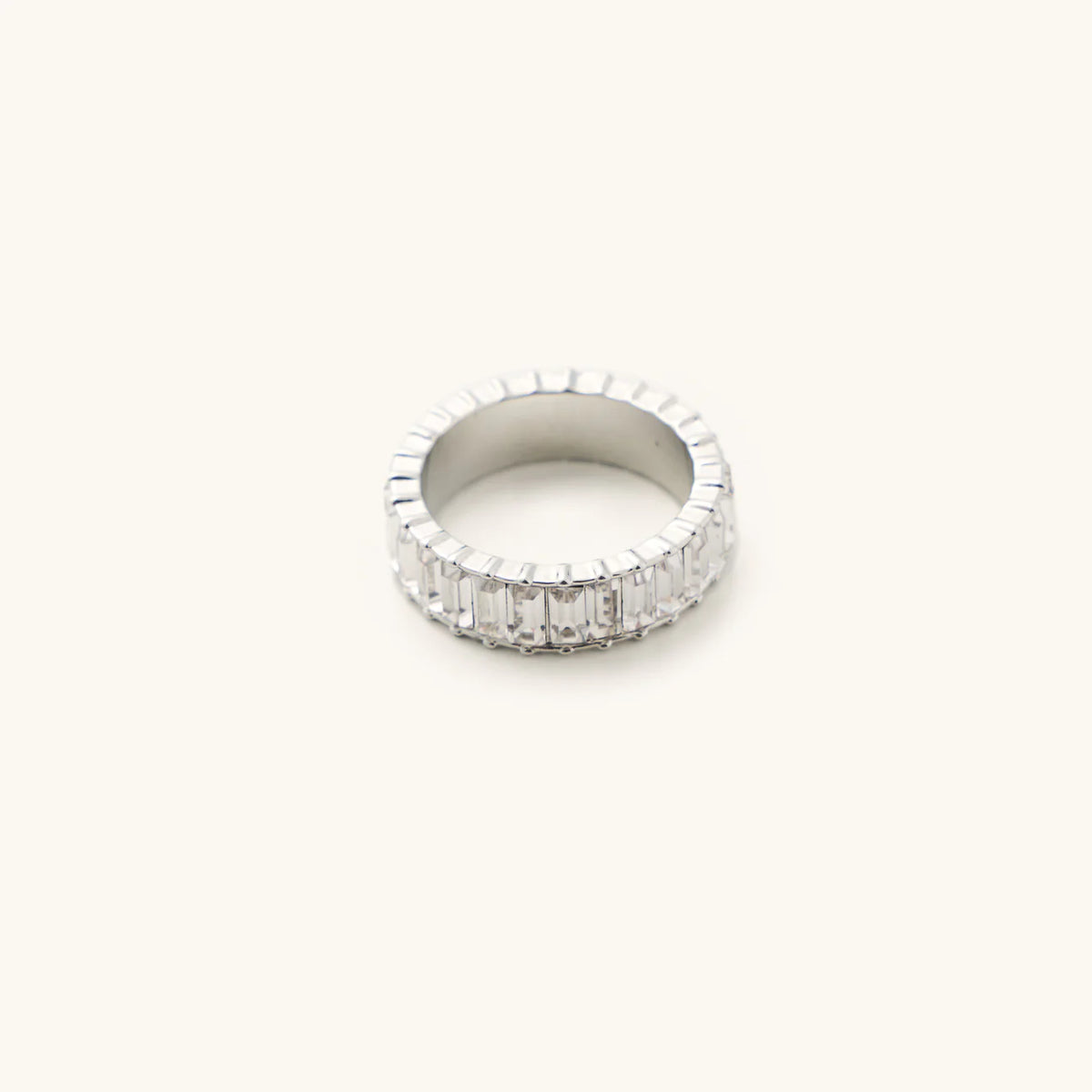 Silver Crystal Shimmer Ring - 7
