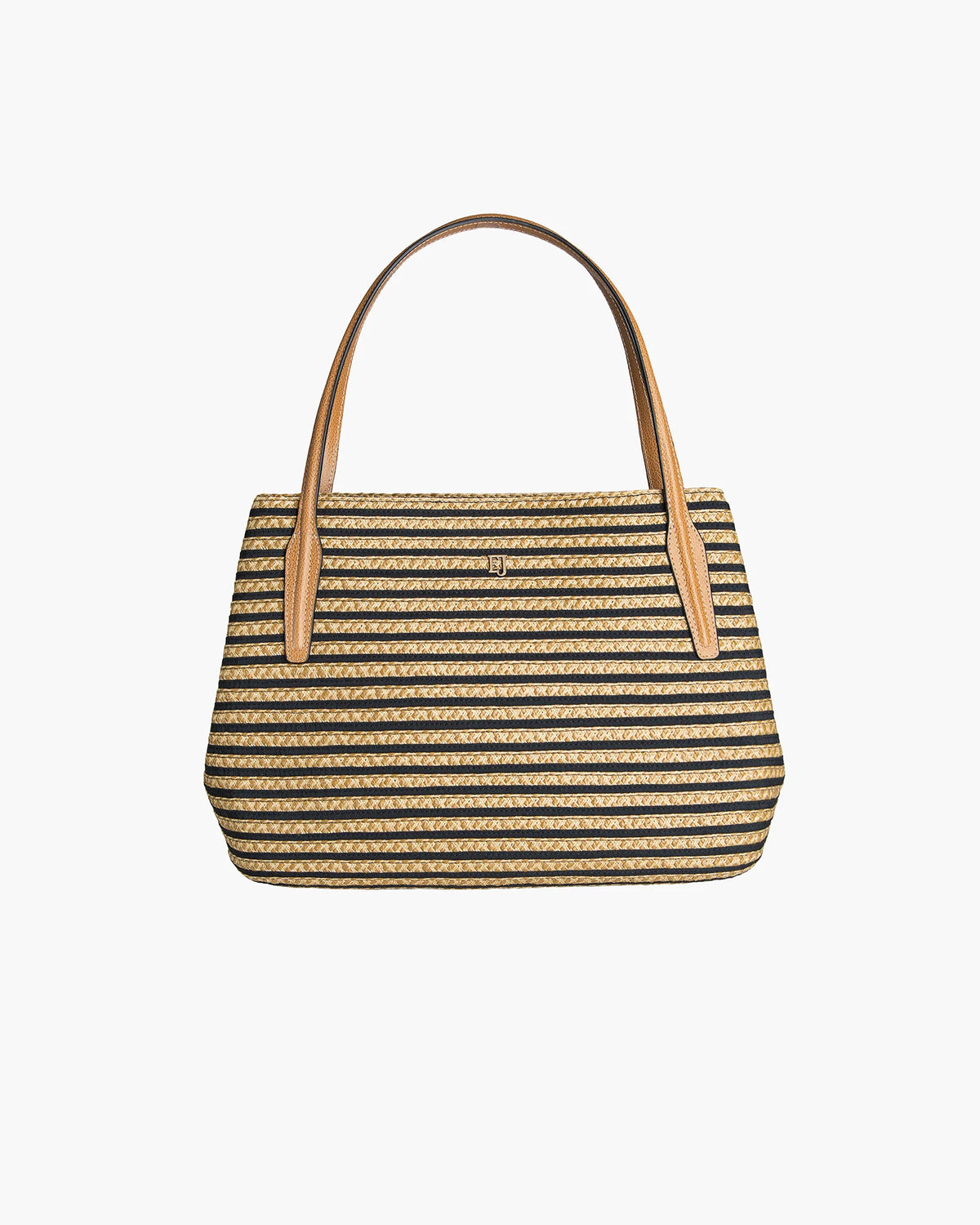 Eric Javits Squishee Isla Straw Bag Black Mix