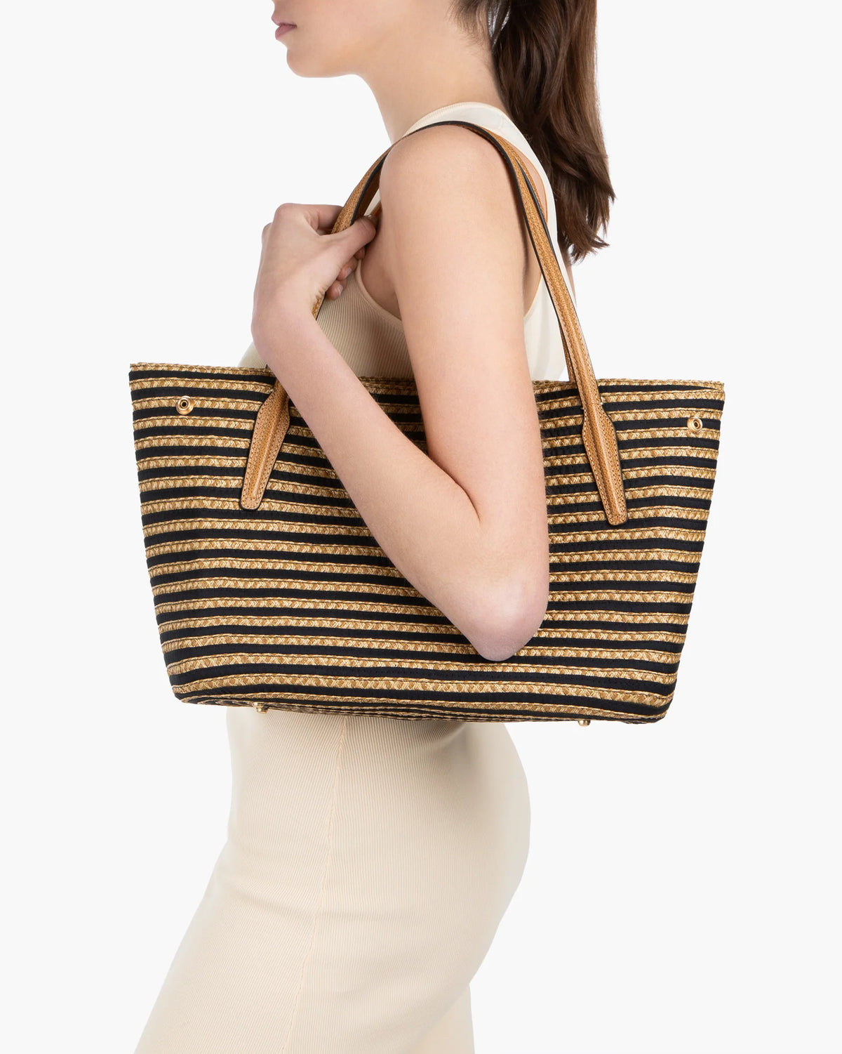 Eric Javits Squishee Isla Straw Bag Black Mix